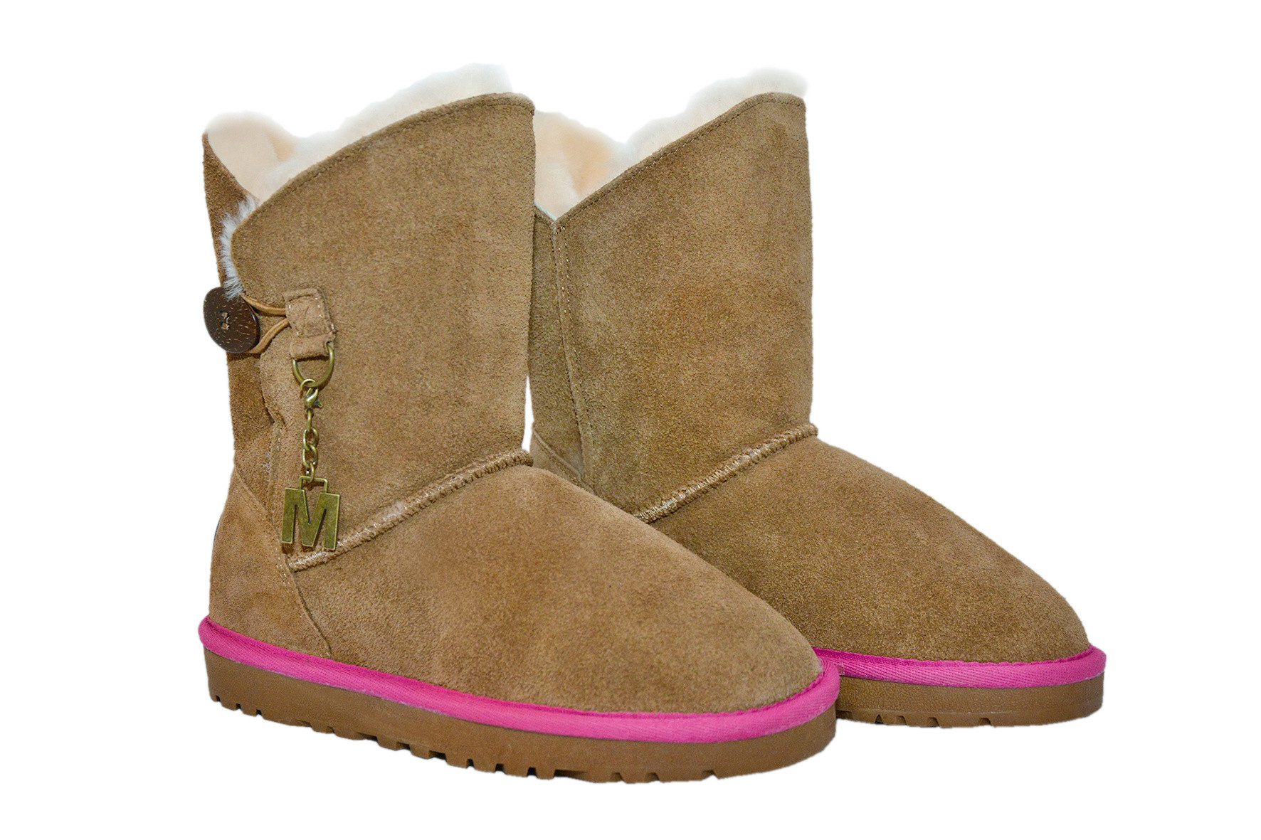 Reissner Lammfelle Lammfell Boots "Lara Pink" Optional Personalisierbar Winterstiefel