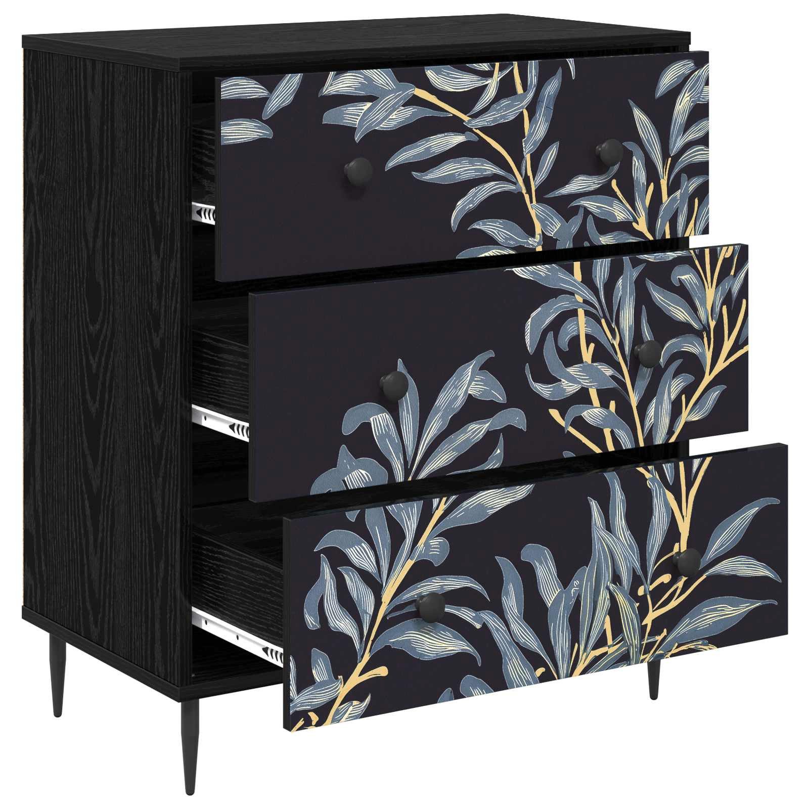 vidaXL Schranksystem Kommode DOKKUM Blaues Farnmuster 66 x 36,5 x 76 cm (1-St)