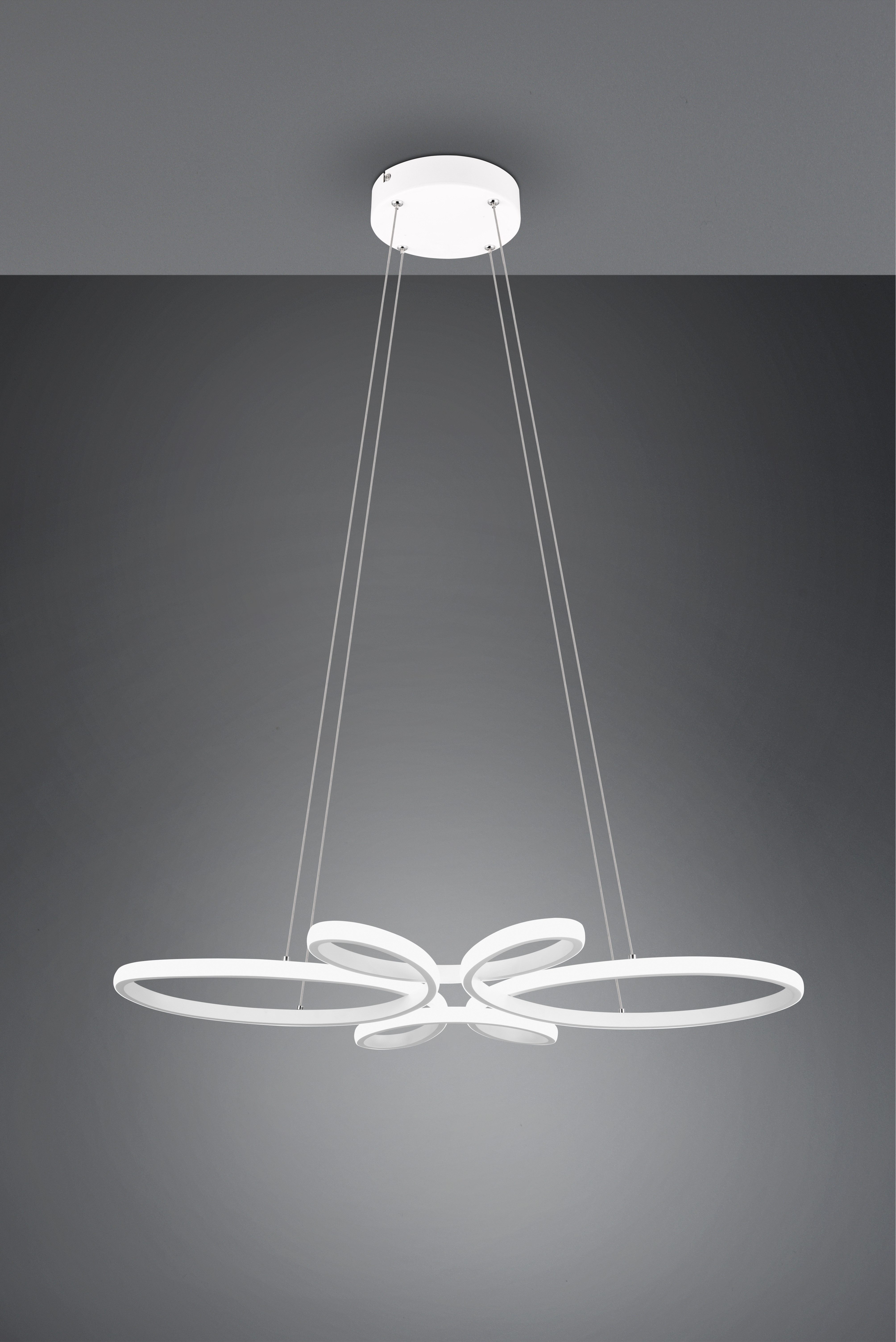 TRIO Leuchten LED Pendelleuchte FLY, Hängelampe LED 32W 3900 Lumen kaltweiß 4000K 3-Stufen dimmbar, Dimmfunktion, LED fest integriert, Kaltweiß, höhenverstellbar: max 150cm, Maße 83x45 cm, Hängeleuchte Küche Wohnen