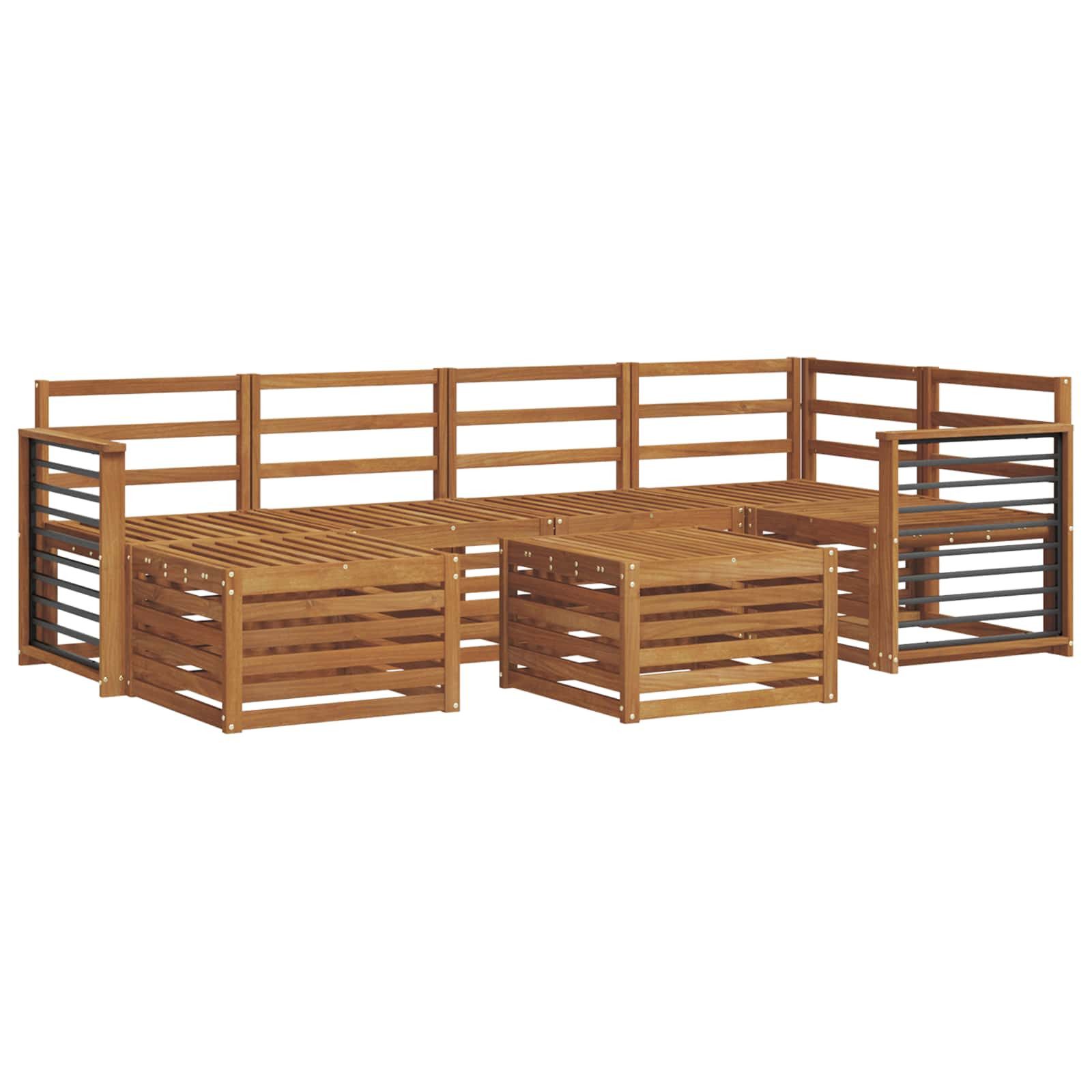 vidaXL Gartenlounge-Set Sofagarnituren Natur Massivholz, (7-tlg)