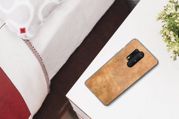 MuchoWow Handyhülle Leder - Strukturiert - Lederoptik - Braun, Phone Case, Handyhülle OnePlus 8 Pro, Silikon, Schutzhülle