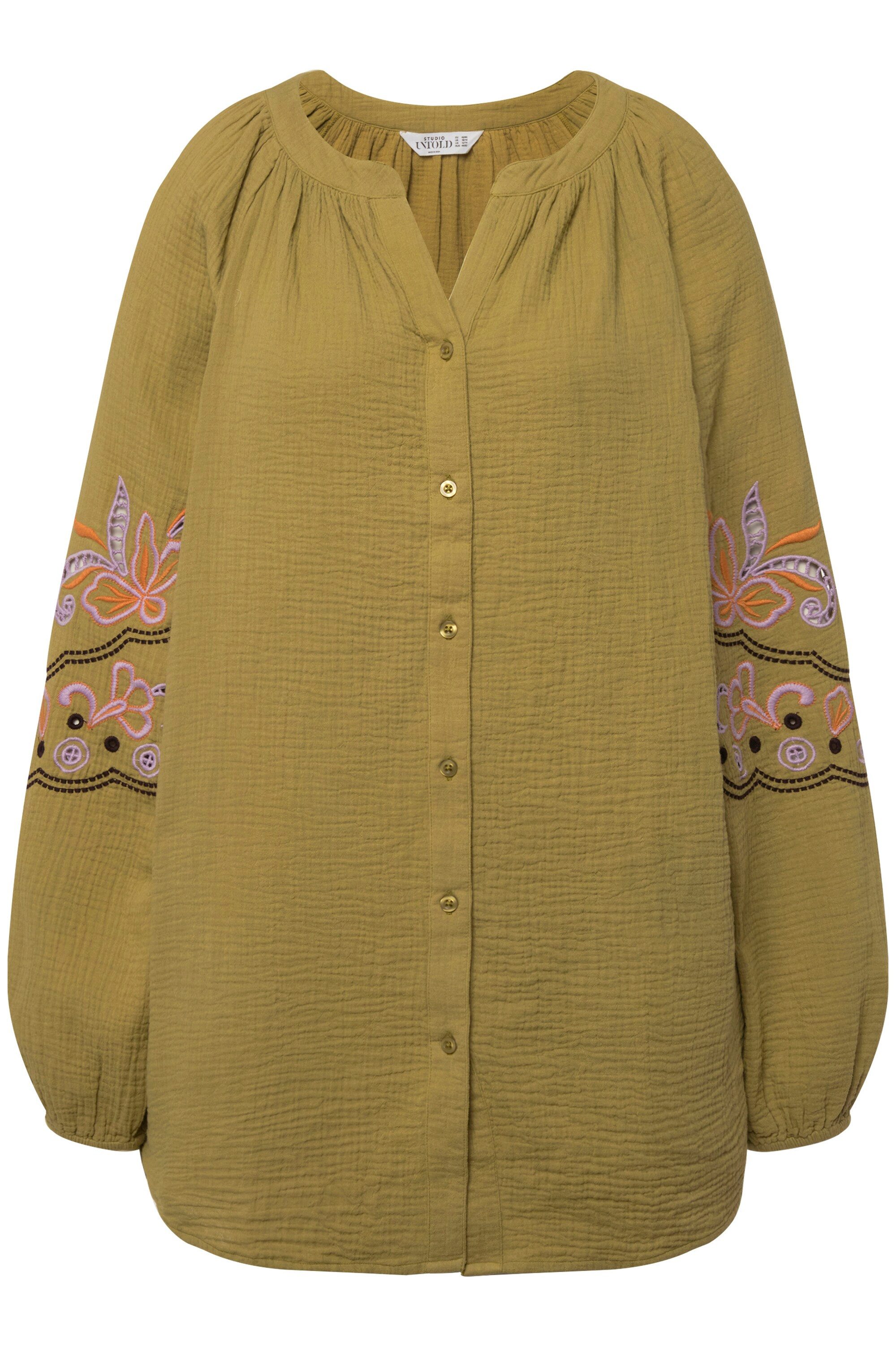 Studio Untold Satinbluse Musselin-Bluse oversized Tunika-Ausschnitt günstig online kaufen
