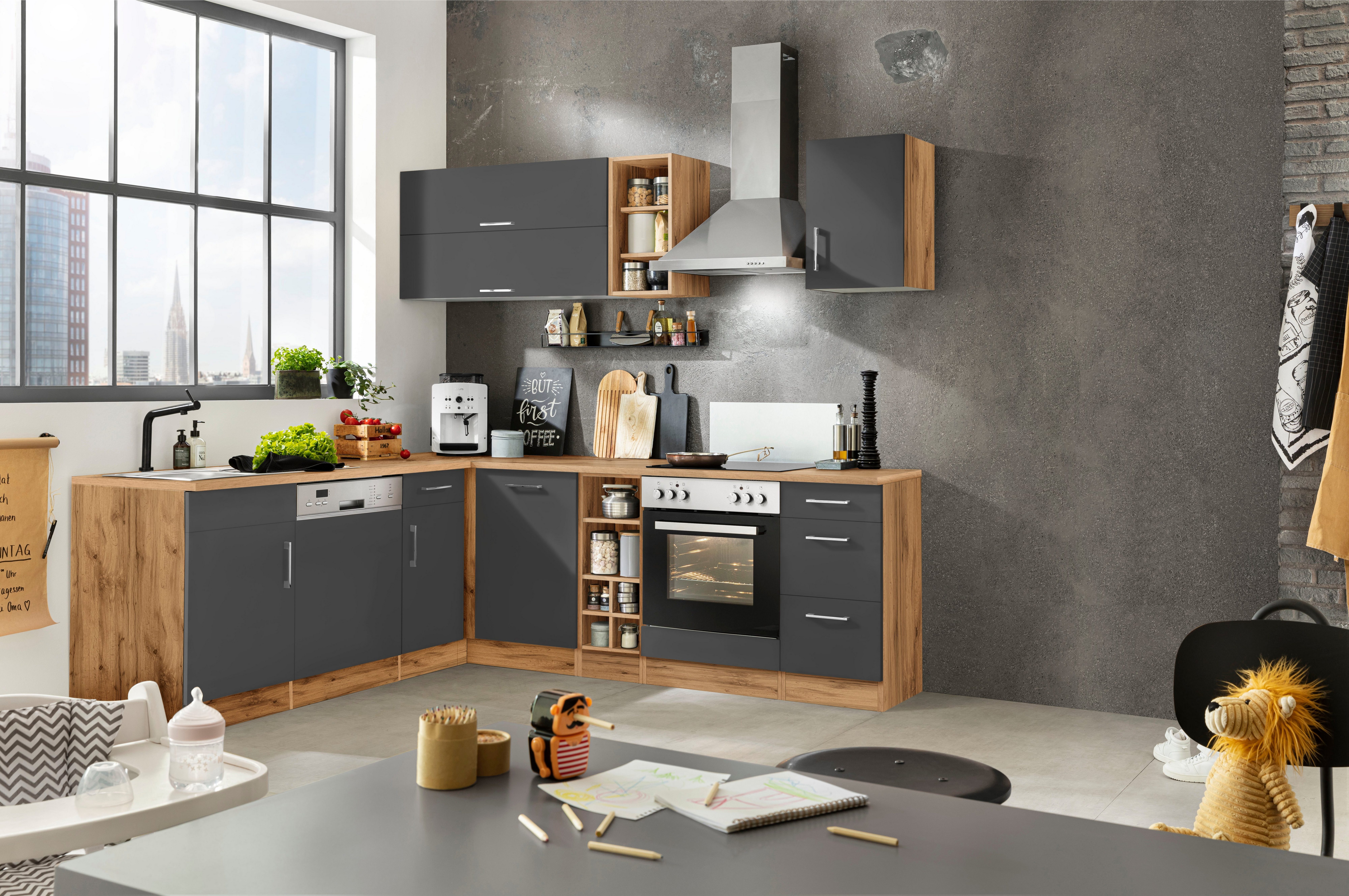 KOCHSTATION Winkelküche KS-Colmar, mit E-Geräten, Stellbreite günstig online kaufen