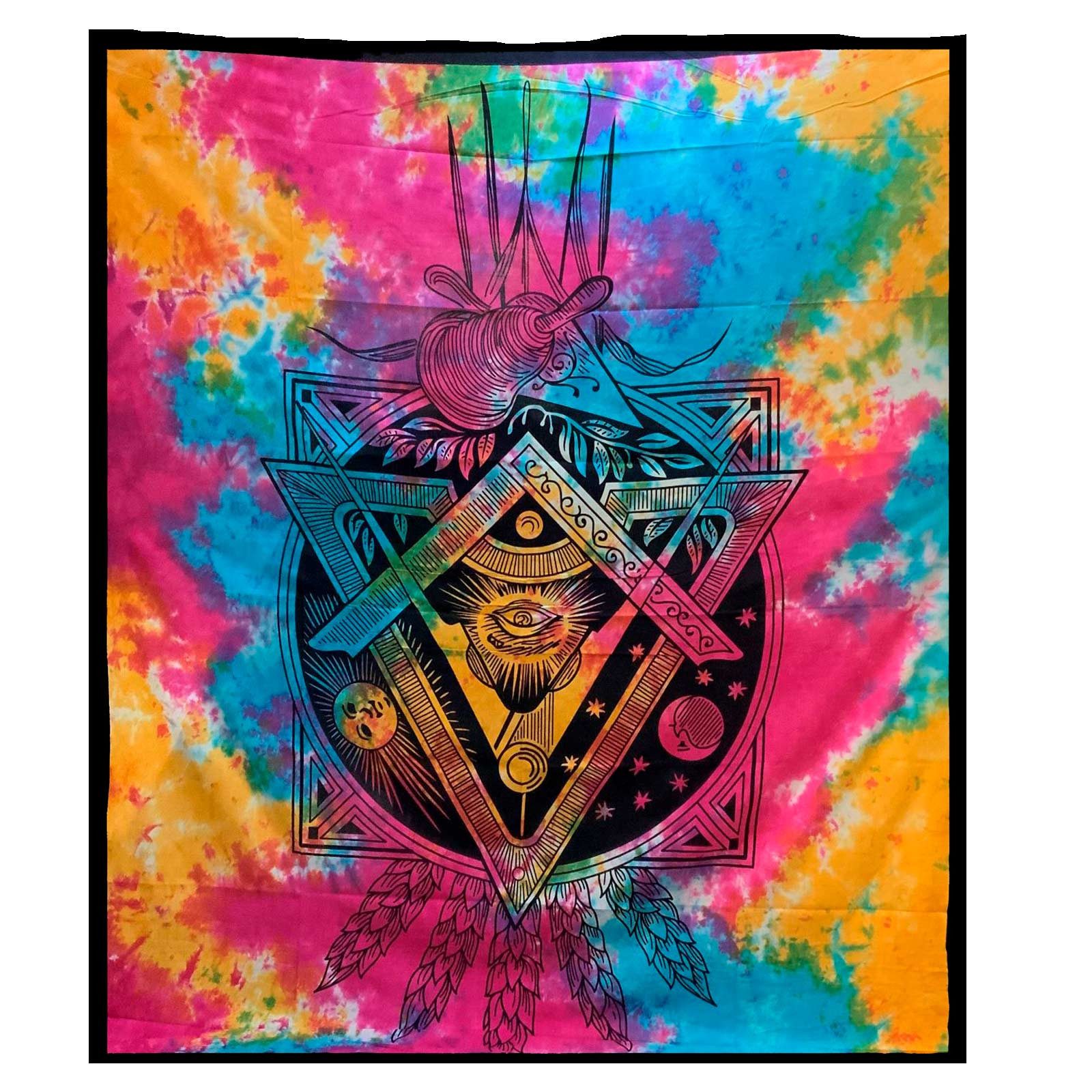KUNST UND MAGIE Wandteppich Freaurer Symbol Tagesdecke Wandbehang Deko Auge Gottes ca.200x230cm