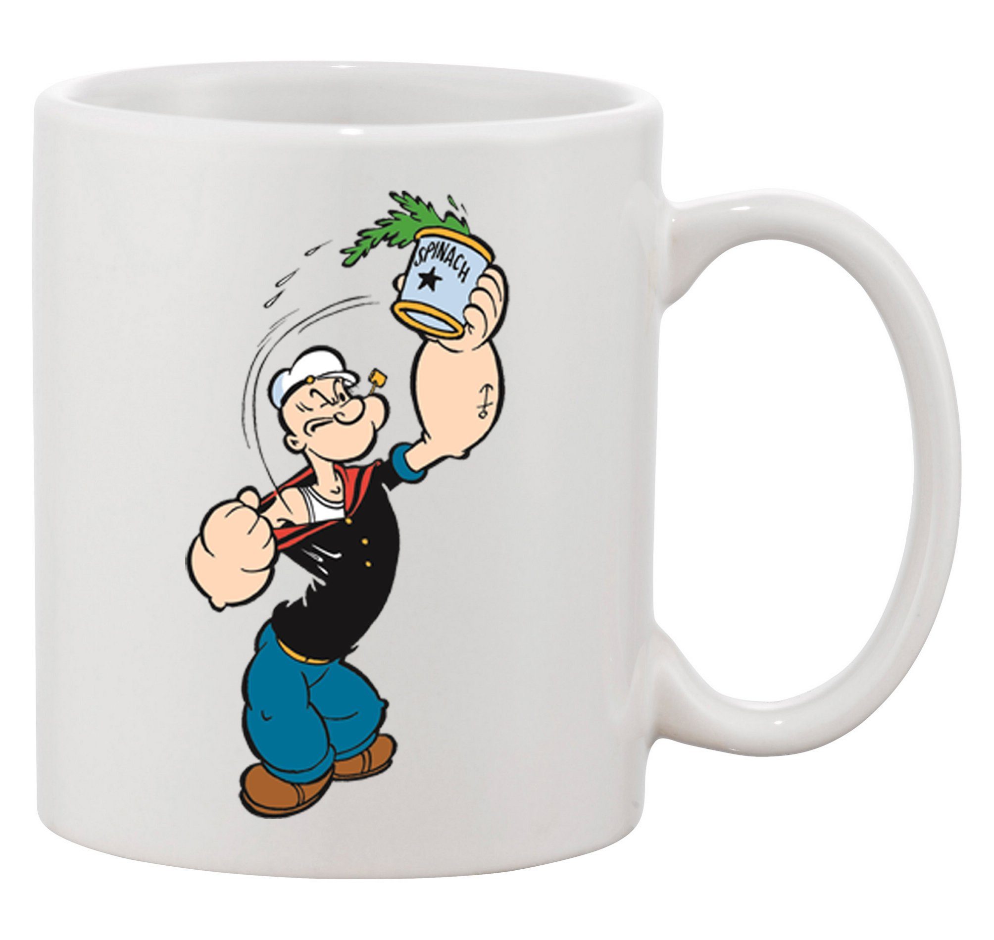 Blondie & Brownie Tasse Popeye Spinat Comic Sailorman Seemann Schiff Anker, Keramik, Spülmaschinenfest Weiß