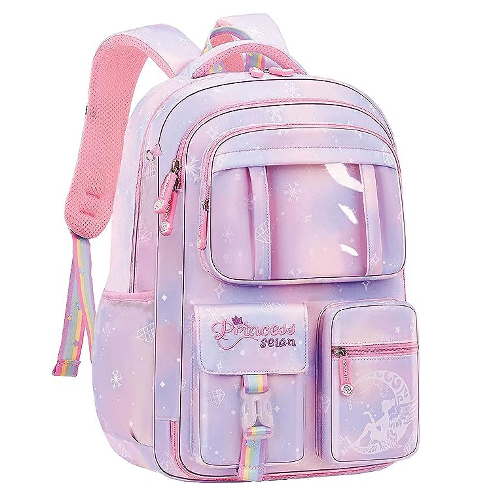ibettertec Schulrucksack Kinderrucksack Mädchen, Schulranzen mit Großer Kapazität (Schulranzen Mädchen 1-6. klasse, Leichte und Wasserdichte Nylon Schultasche), für Kinder Schule oder Reisen