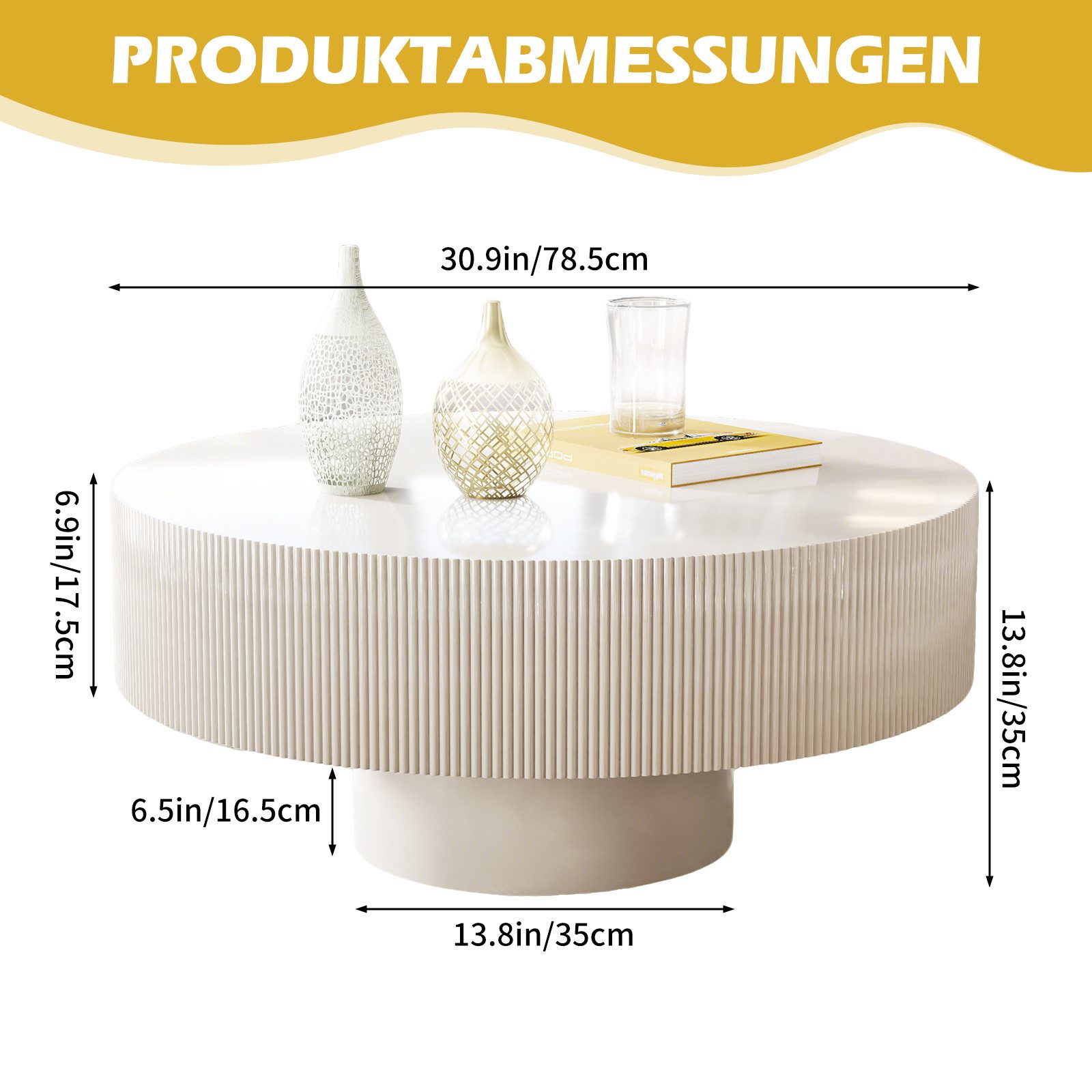 TWSOUL Couchtisch Moderner Runder Couchtisch, Weiß,78.5cm*35cm, günstig online kaufen
