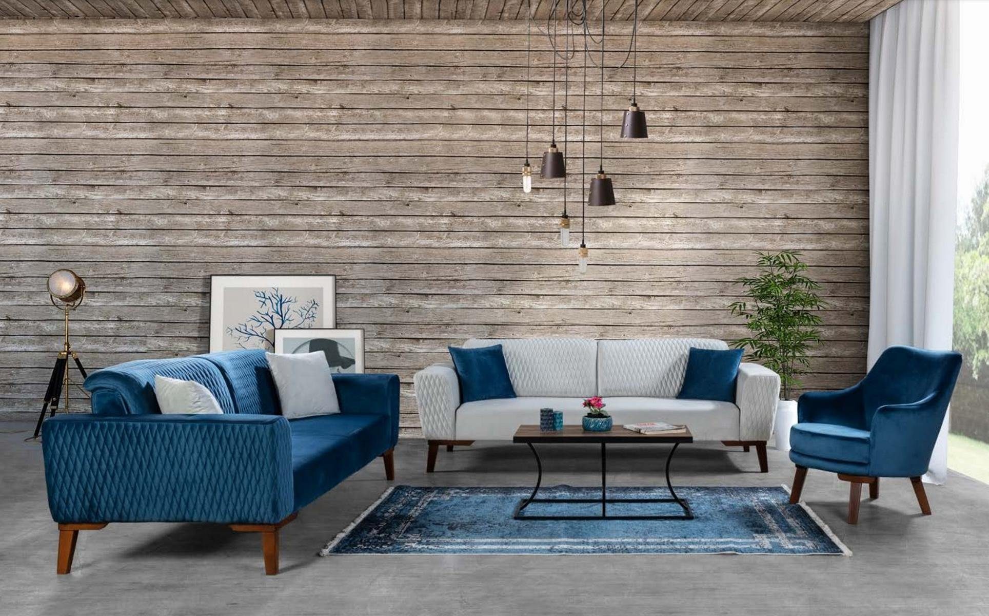 JVmoebel Stilvolles Made Sitzmöbel, in Blauer Moderner Sofa Dreisitzer Couch Europe Sofa Luxus
