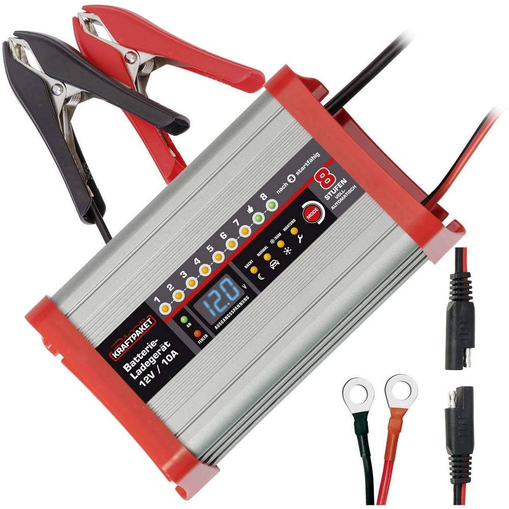 Dino KRAFTPAKET Vollautomatisches Batterieladegerät mit Camping-Funktion 136321 Autobatterie-Ladegerät (Akkutest, Auffrischen, Regenerieren, Ladeüberwachung)