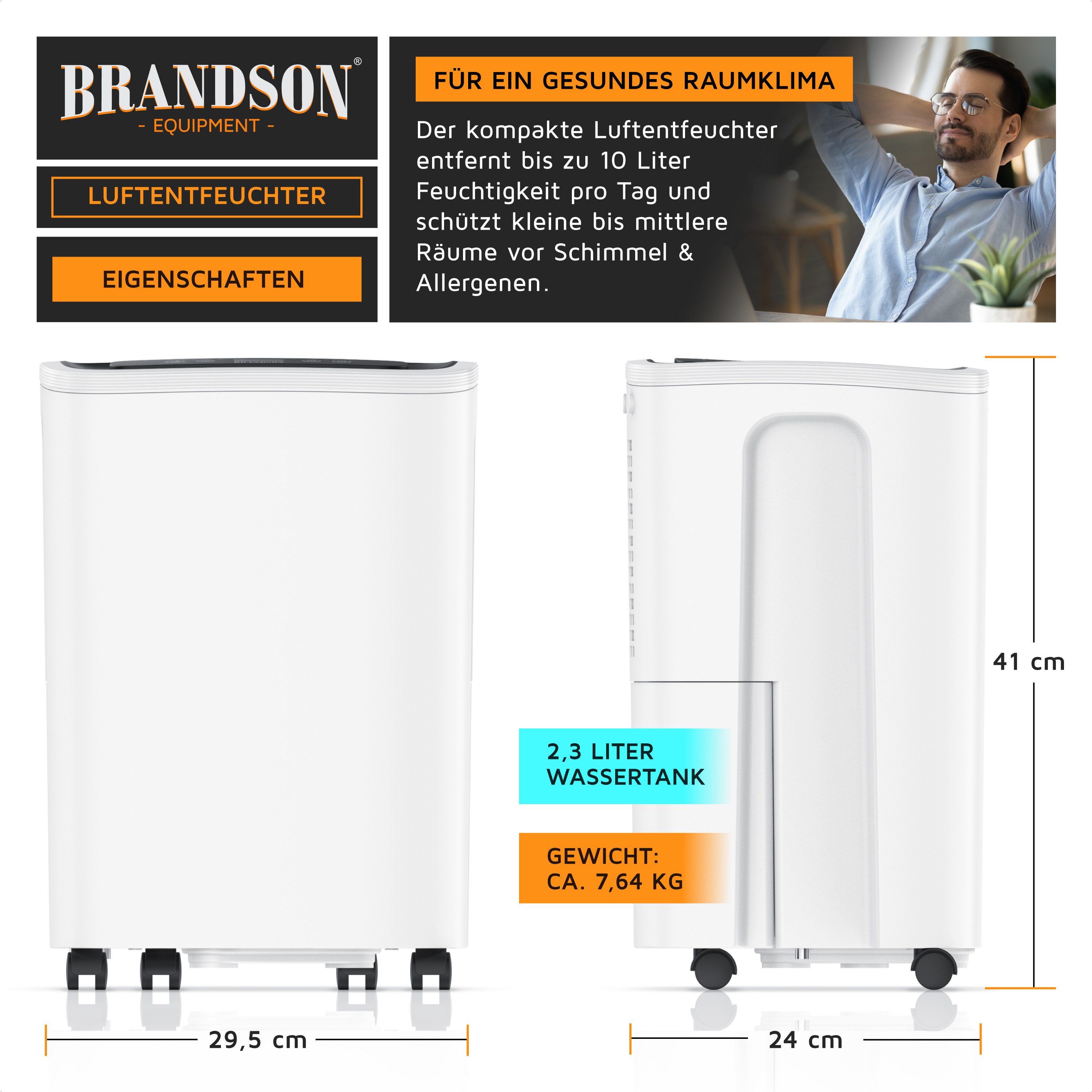 Brandson Luftentfeuchter mit Kompressor, 10L pro 24h, Dehumidifier Raumentf günstig online kaufen