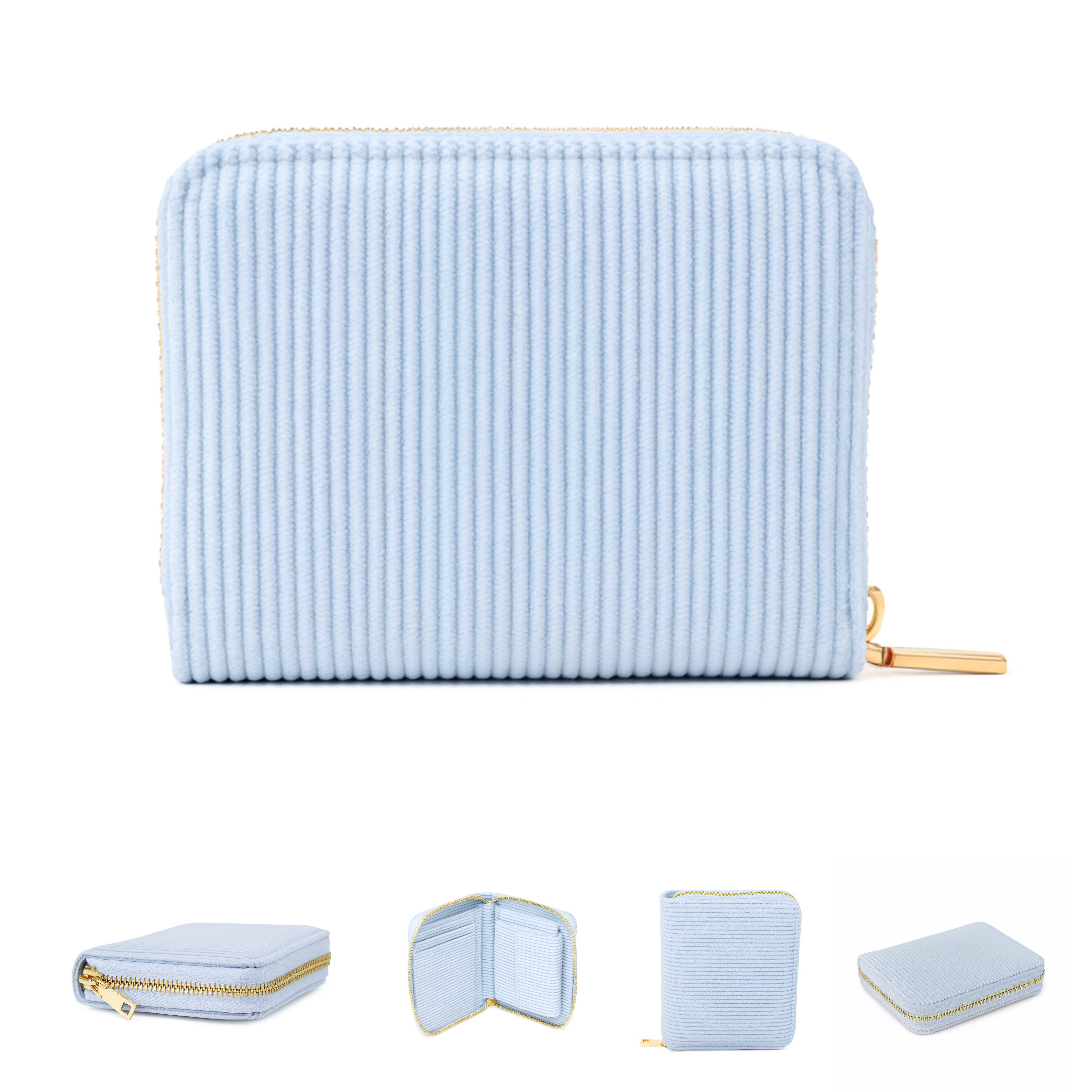 MillyMilk Geldbörse Kord Geldbeutel FONDO Damen – Mini Portemonnaie Stoff Pastell klein, Formstabil & kompakt – kein labberiges Säckchen!