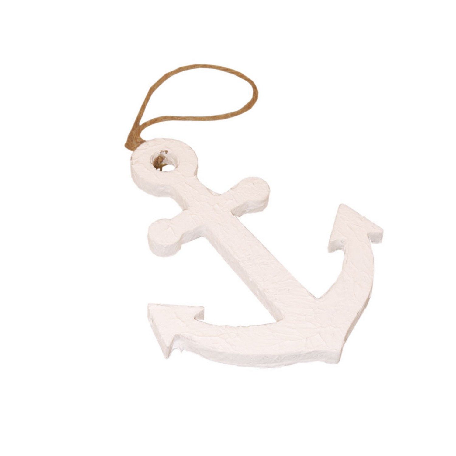 Deko AS Hängedekoration Holzanker zum Hängen - weiß - 6 Stück - ca. 15 x12,5 cm 20028 (1 Set = 6 Holzanker), Marmorierte Oberflächenstruktur