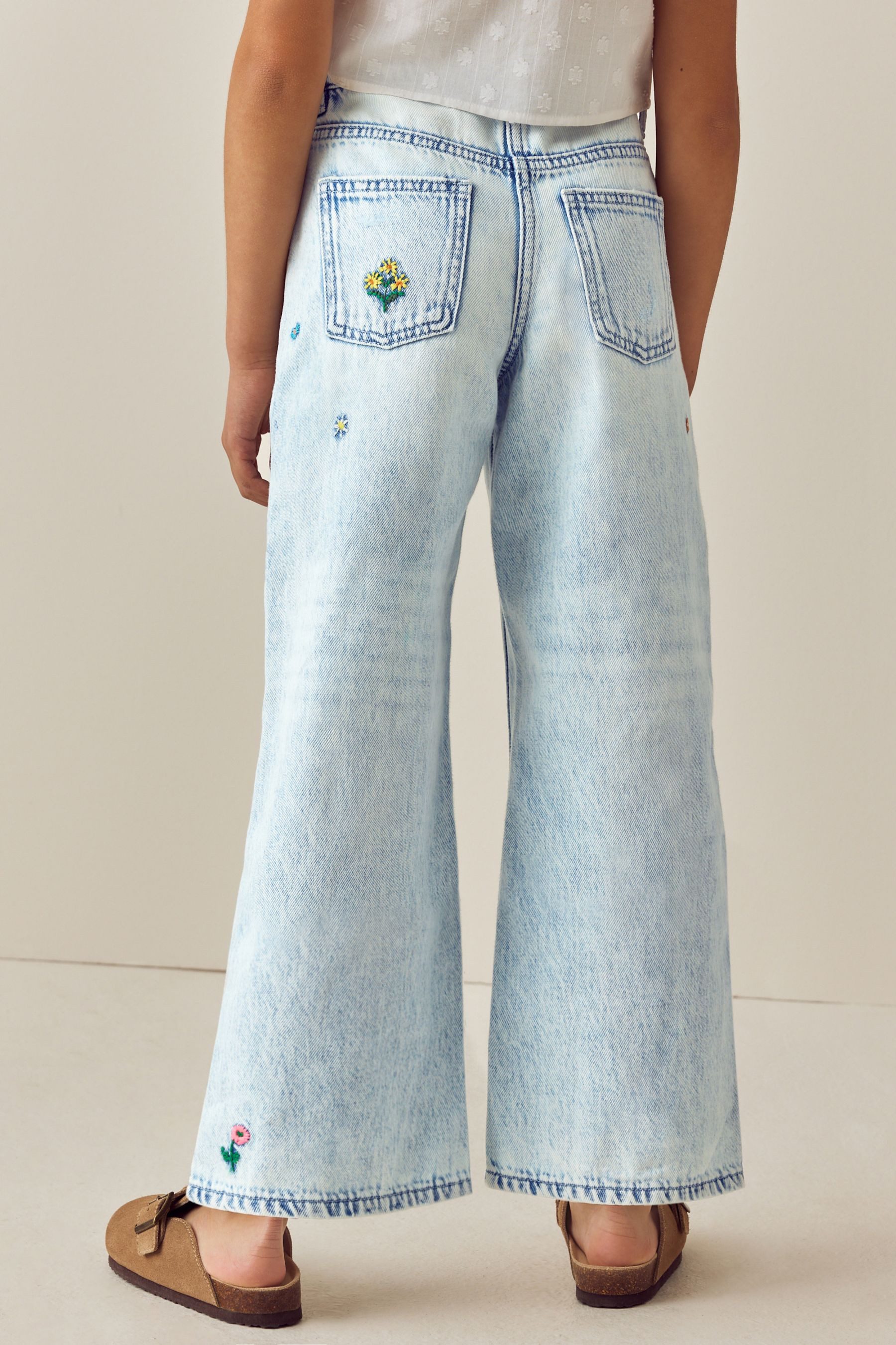 Next Weite Jeans Jeans mit weitem Bein und Stickereien Baumwolle (1-tlg)