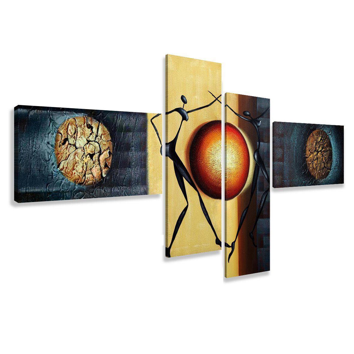 Visario XXL-Wandbild 4 er Set auf Leinwand fertig gerahmt sofort aufhängbar 195 x 80 cm, 6807