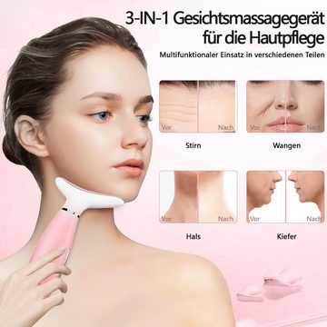 DOPWii Nacken-Massagegerät Wiederaufladbares Hals-Gesichtsmassagegerät mit Abdeckung, 4 Modi Hautpflege-Gesichtsmassagegerät
