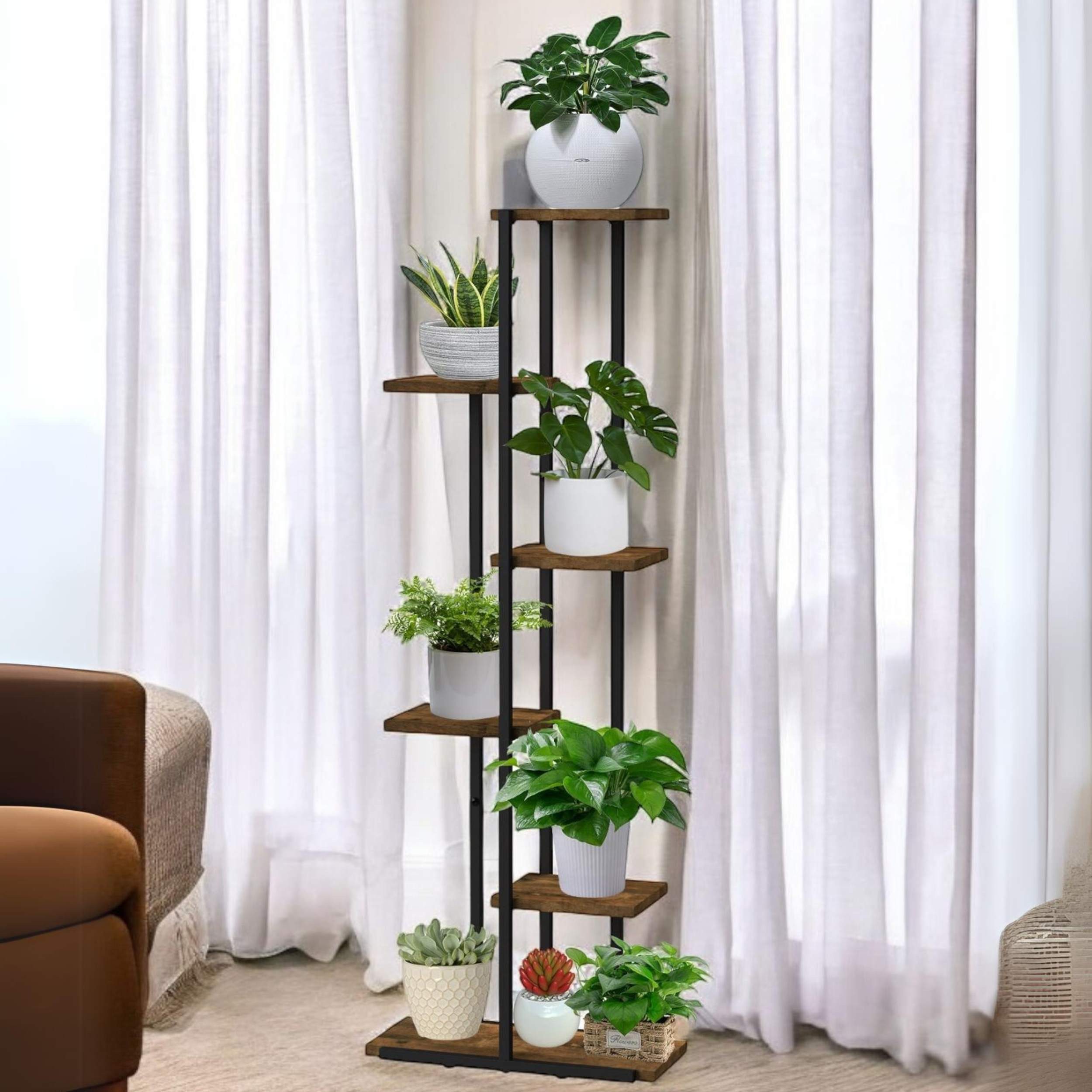 DanDiBo Blumenständer Wohnzimmer Metall Schwarz 6 günstig online kaufen