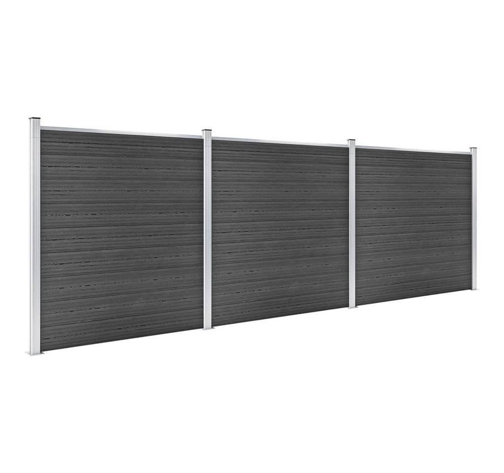 Thumbnail - vidaXL Gartenzaun Zaunelement Set WPC 526x186 cm Schwarz, (1-St)