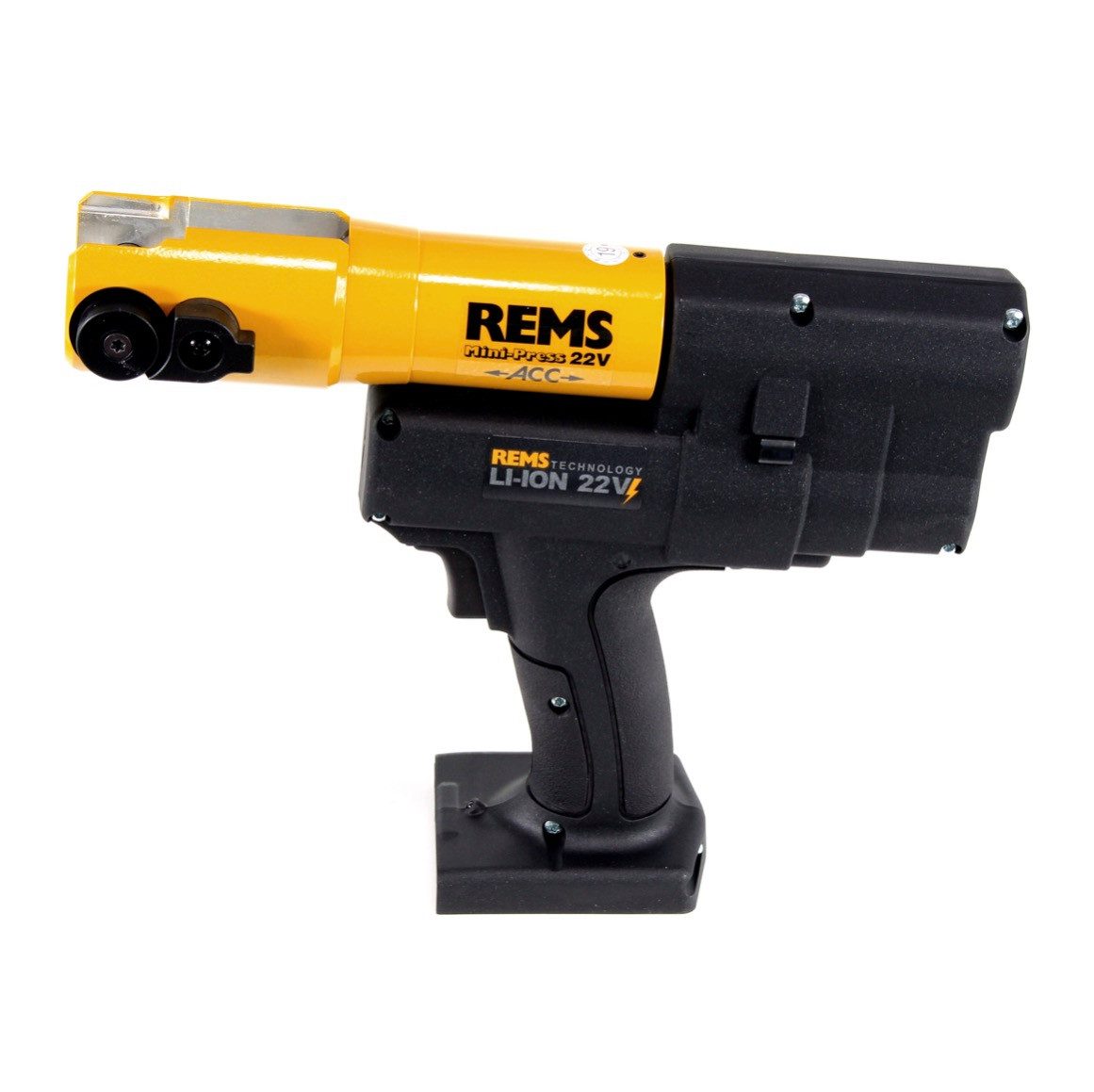 Rems Werkstattpresse Mini-Press ACC 22 V Akku Radialpresse mit Zwangsablauf in L-Boxx + 1