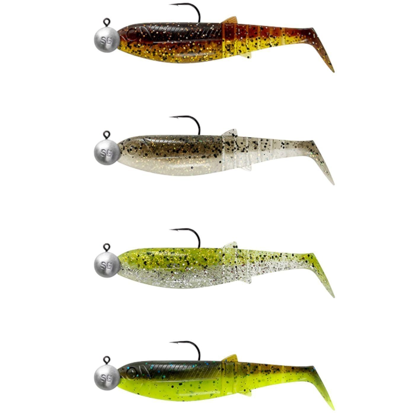 Savage Gear Kunstköder Cannibal montierte Gummifische verführerische UV-aktiv, Mix Aktion Shad 4 Gummiköder (Spar-Set), CW Softbaits