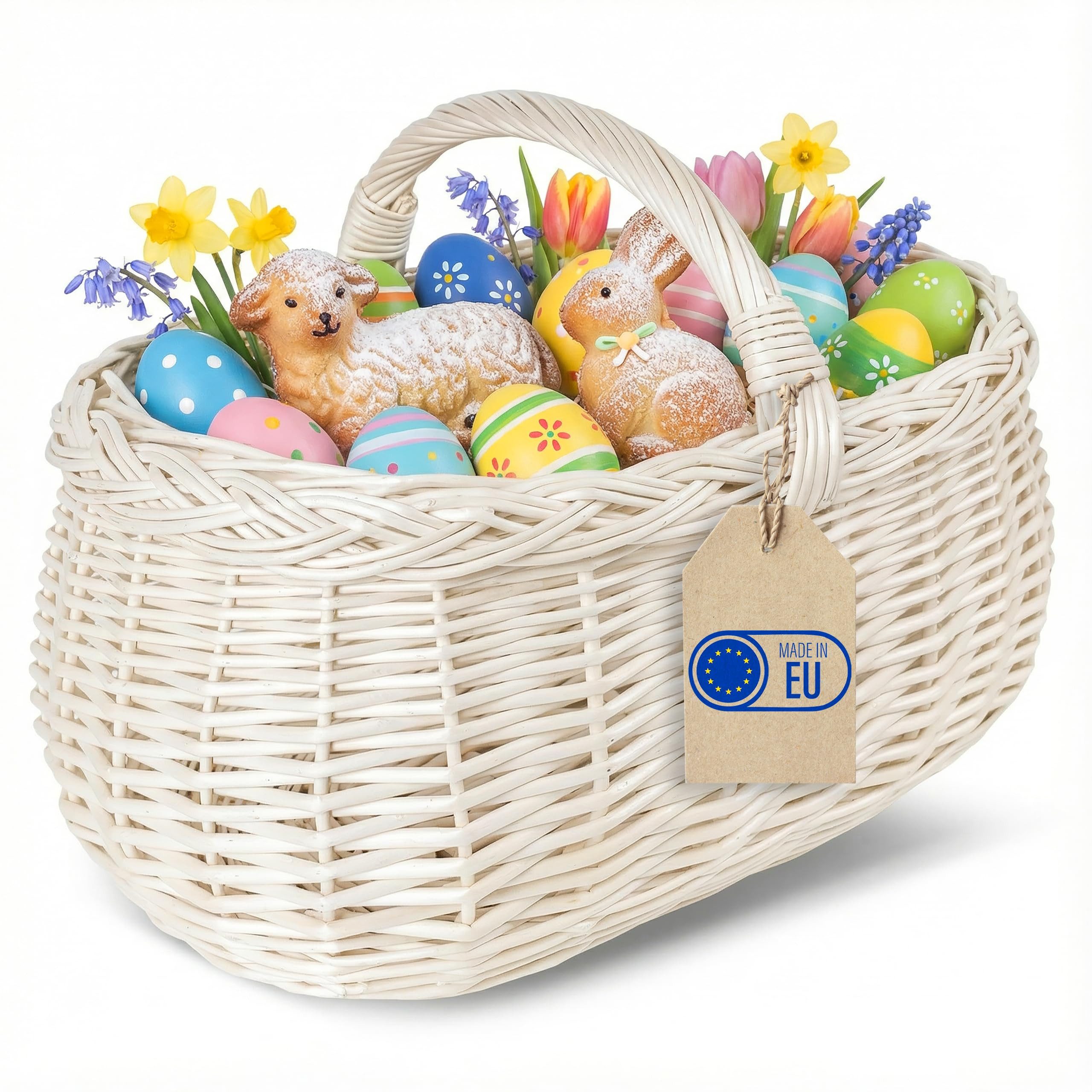Creative Home Einkaufskorb Picknickkorb Stoffeinlage Weidenkorb