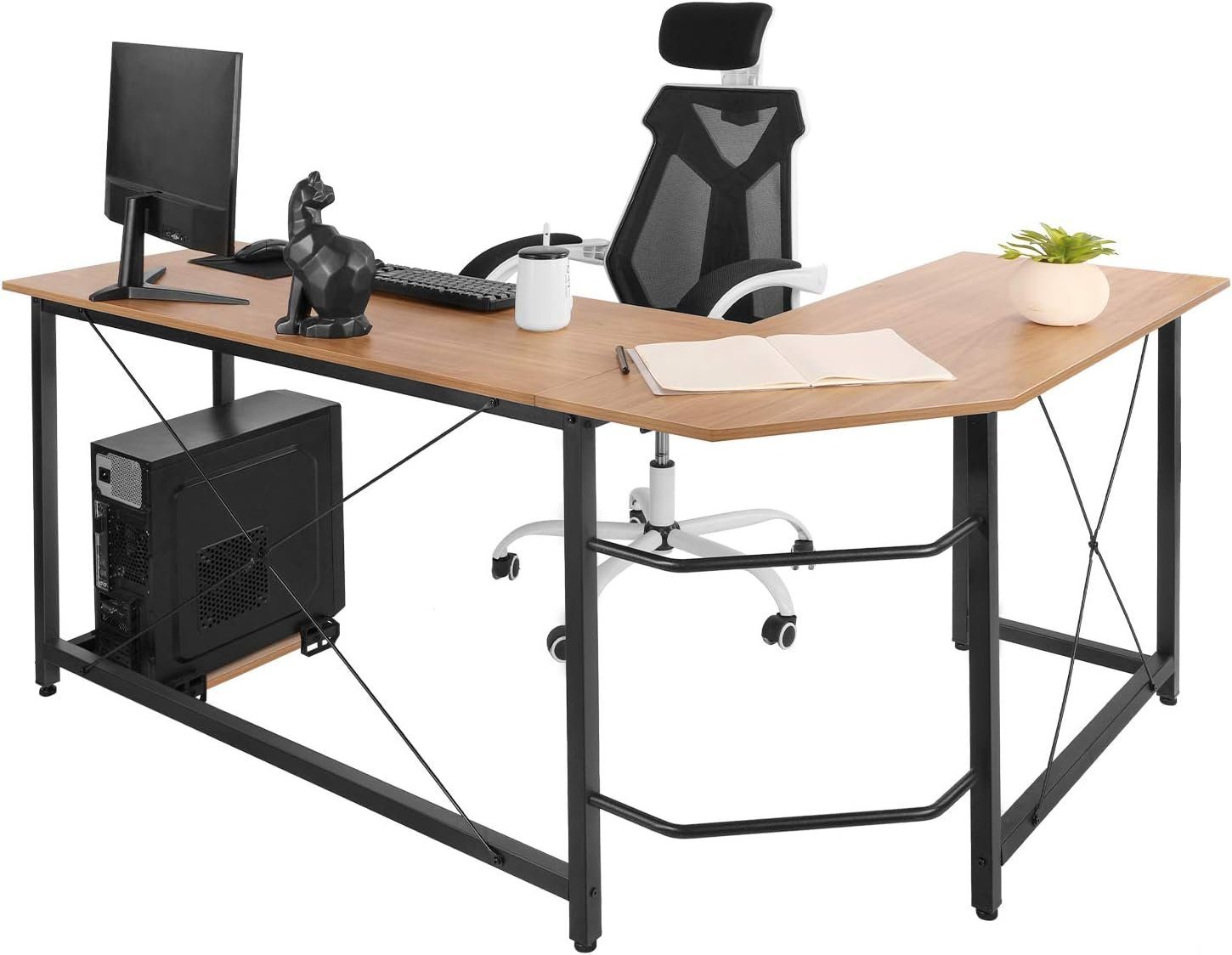 TLGREEN Eckschreibtisch L-förmiger Schreibtisch, 167 cm Gaming Tisch, L-Form Computertisch, 167 cm Eckschreibtisch für Büro, Breite 120cm