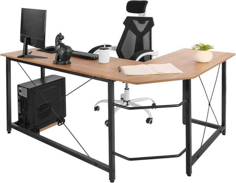 TLGREEN Eckschreibtisch L-förmiger Schreibtisch, 167 cm Gaming Tisch, L-Form Computertisch, 167 cm Eckschreibtisch für Büro, Breite 120cm
