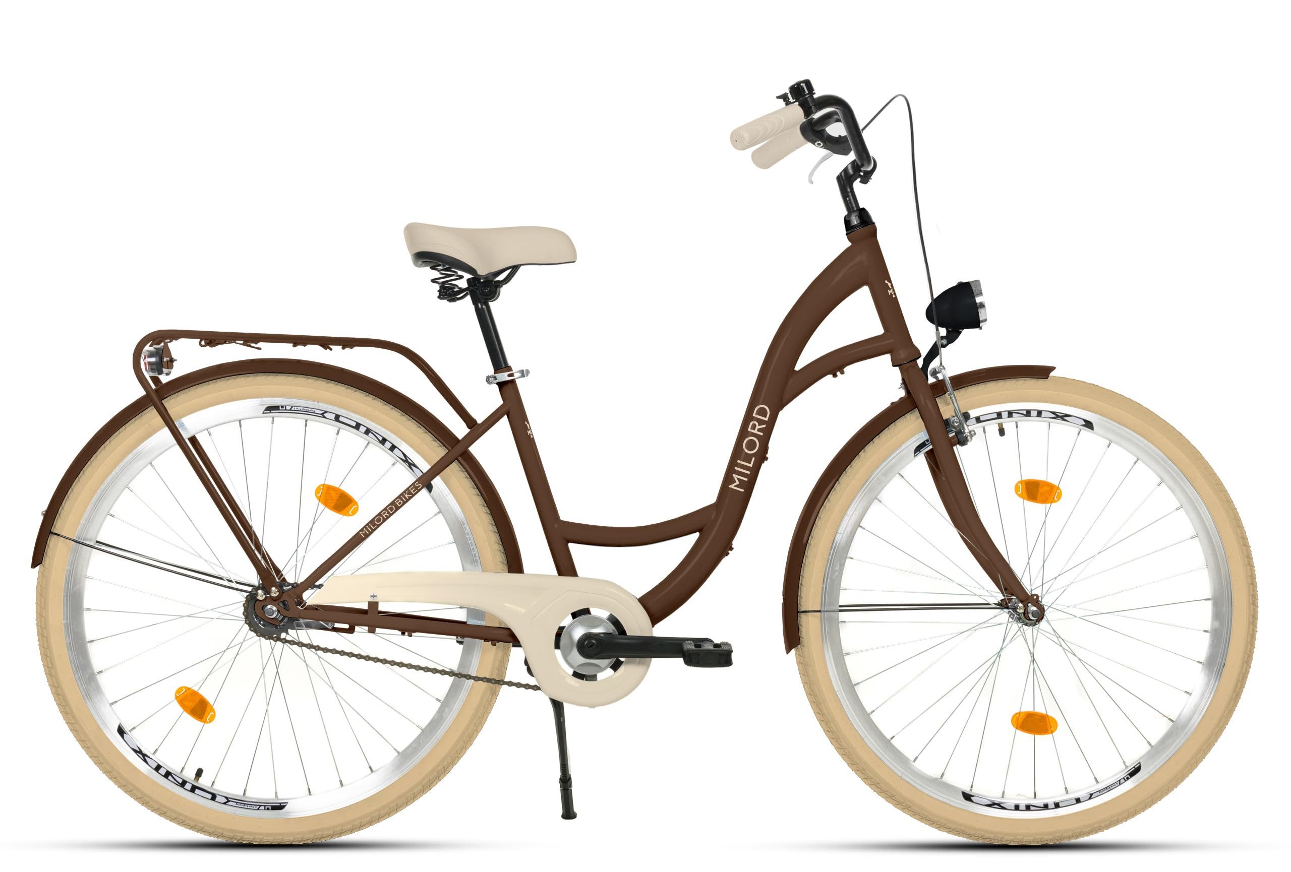 Milord Cityrad Damenfahrrad Citybike Hollandrad Fahrrad 26/28 Zoll 1-Gang Braun, 1 Gang, (Fahrradständer, Gepäckträger, Klingel, Korb, Kotflügel)