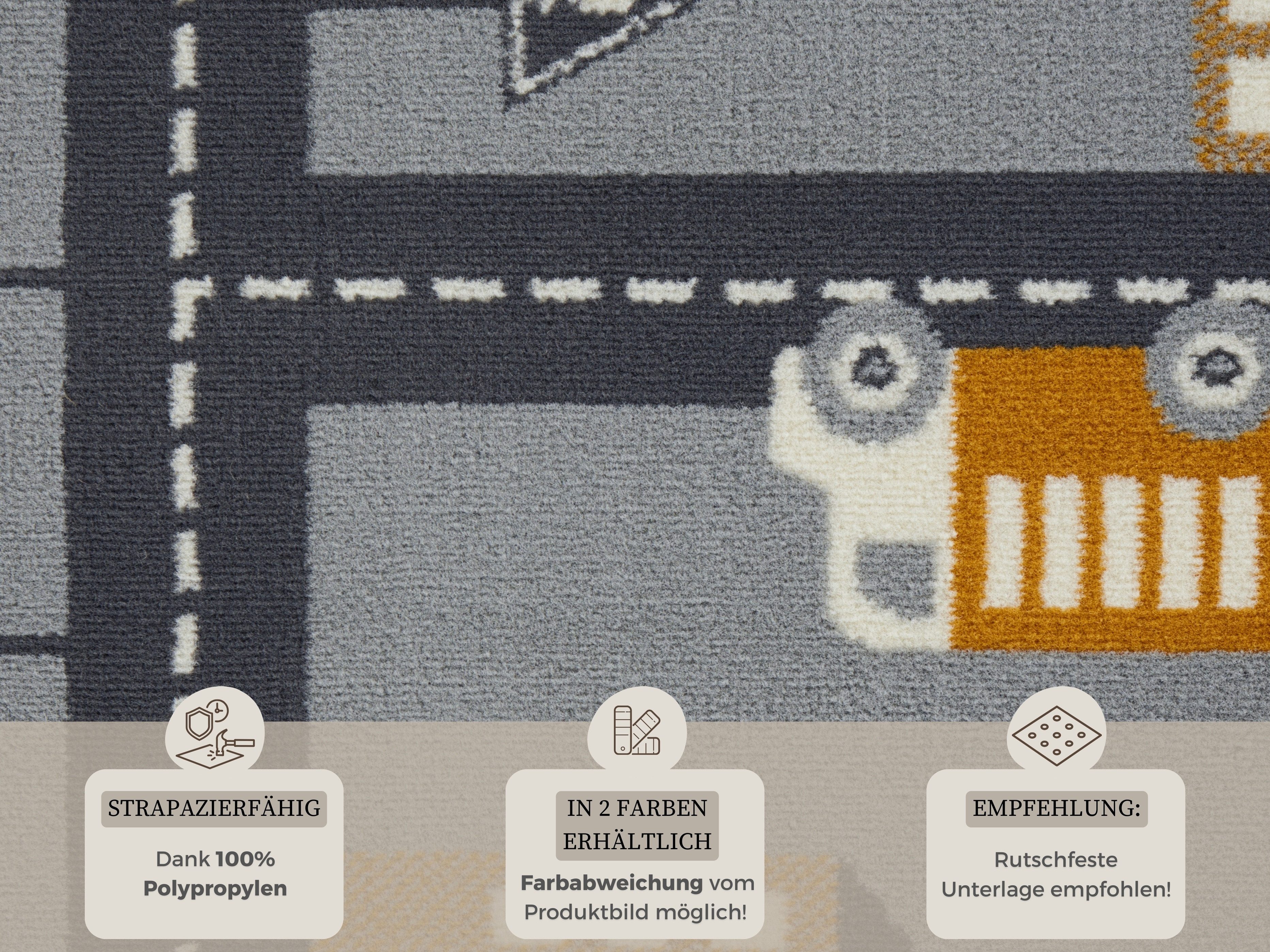 HANSE Home Kinderteppich Town, rechteckig, Höhe: 0,9 mm, Kurzflor, Kinderteppich, Spielteppich, Straßen Design, Kinderzimmer