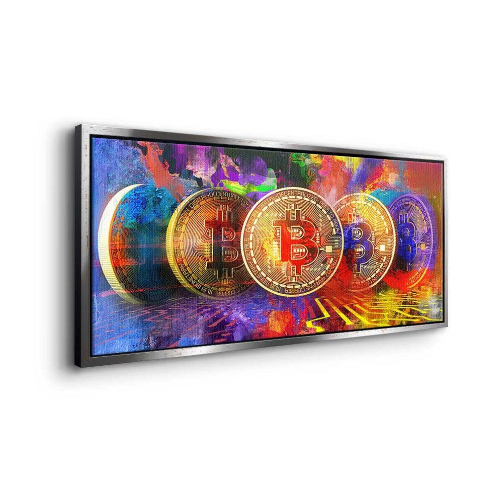 Crypto Premium Multiple - Motivati Leinwandbild Leinwandbild, - Bitcoin DOTCOMCANVAS® Rahmen silberner - - Trading