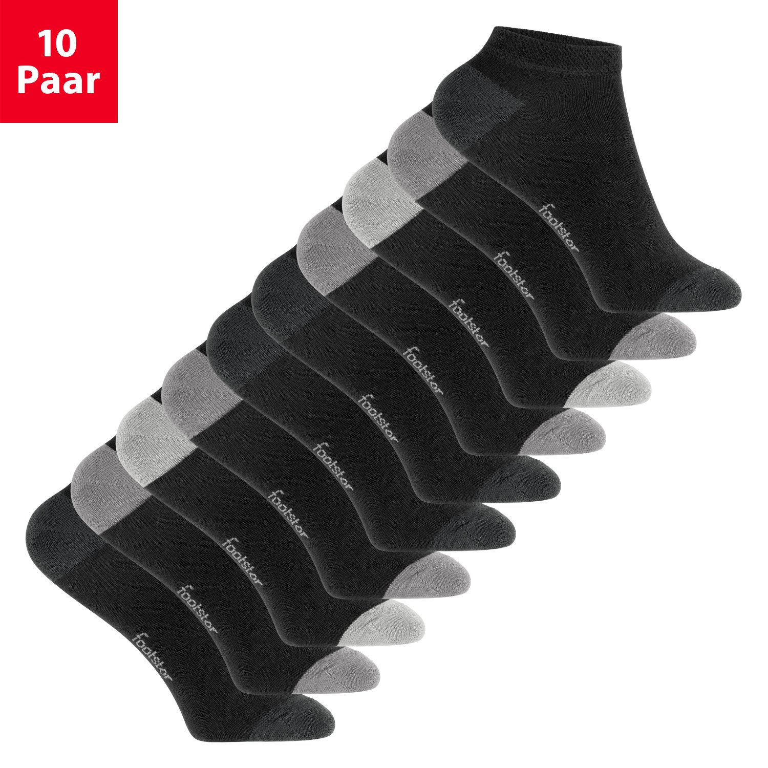 Footstar Sneakersocken Kinder Sneaker Socken (10 Paar) Ferse/Spitze farbig (10-Paar)