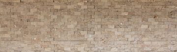 Mosani Mosaikfliesen Travertin Steinwand Wand Naturstein walnuss braun Brick Splitface