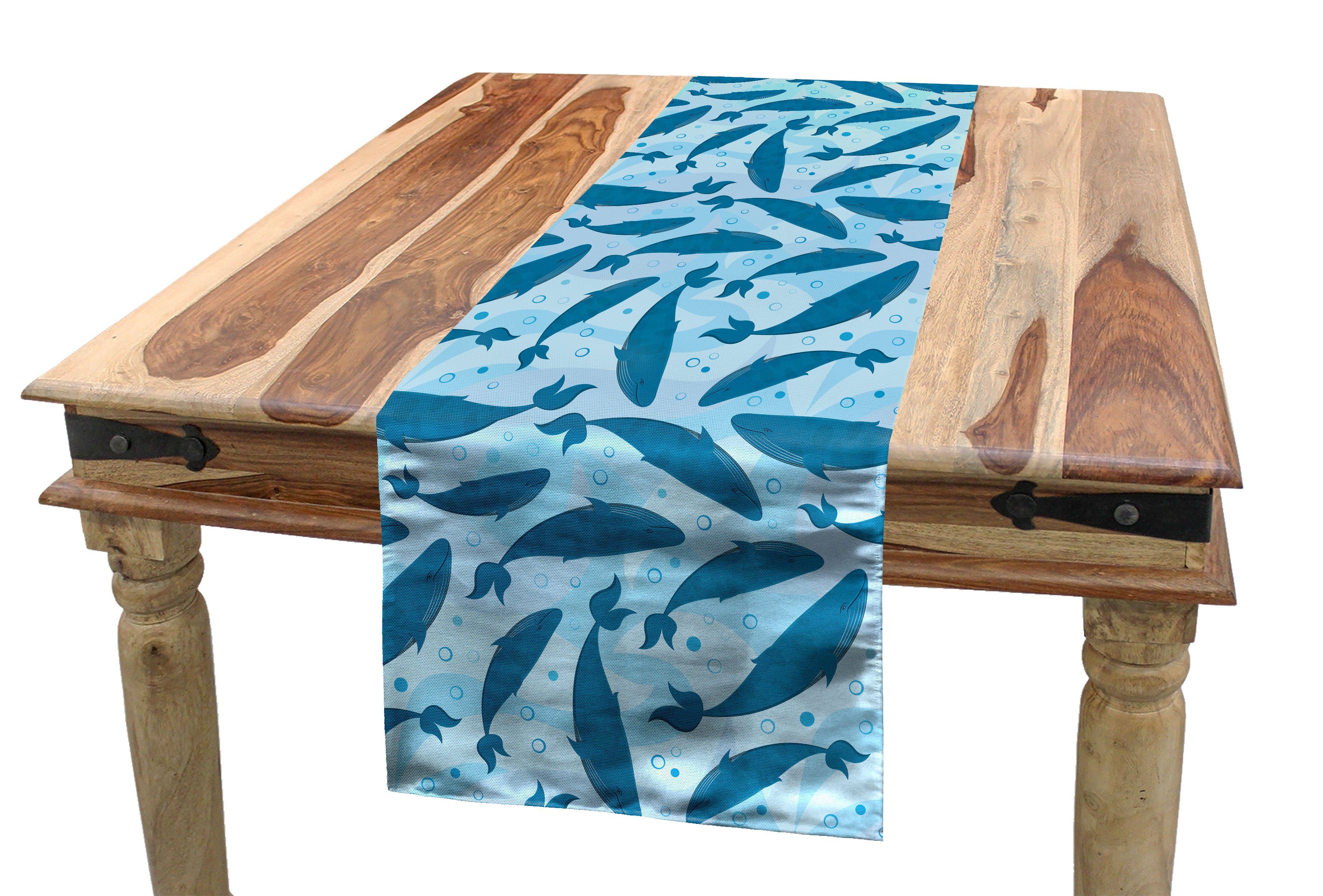Abakuhaus Tischläufer Esszimmer Küche Rechteckiger Dekorativer Tischläufer, Wal Big Blue Wassertiere