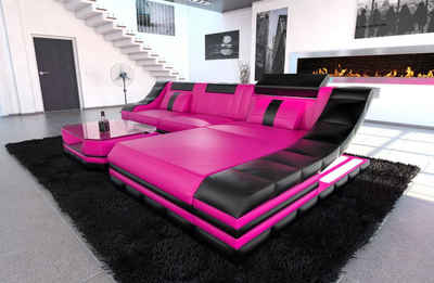 Sofa Dreams Ecksofa Ledercouch Sofa Leder Turino L Form Ledersofa, Couch, mit LED, wahlweise mit Bettfunktion als Schlafsofa, Designersofa