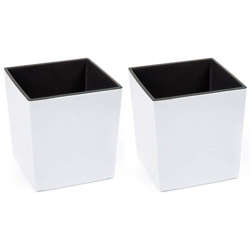 Kreher Pflanzkübel 2 x Pflanzkübel in hochglanz Weiß mit Einsatz 40x40x41 c günstig online kaufen