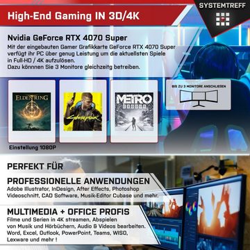 SYSTEMTREFF Gaming-PC-Komplettsystem (27", AMD Ryzen 9 7950X3D, GeForce RTX 4070 Super, 32 GB RAM, 1000 GB SSD, Windows 11, WLAN)