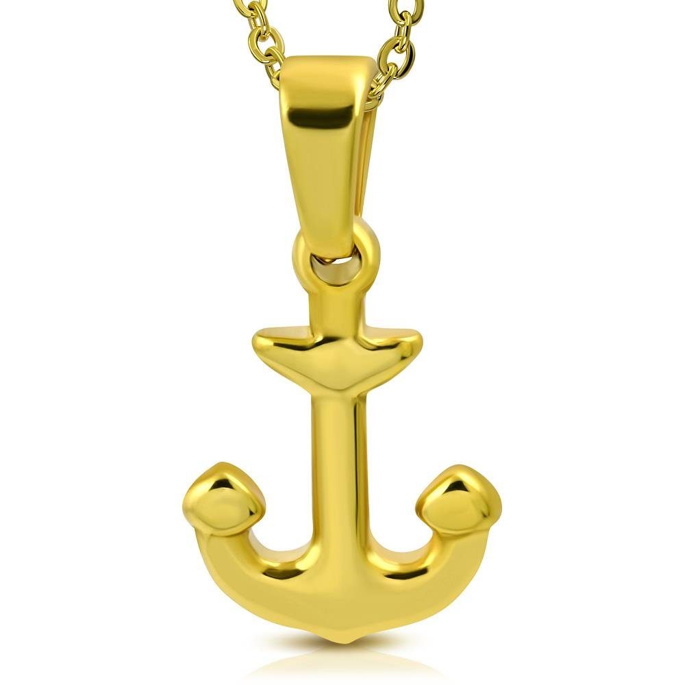 BUNGSA Anhänger Set Anhänger Anker Gold aus Edelstahl Unisex (1-tlg), Pendant Halsketten