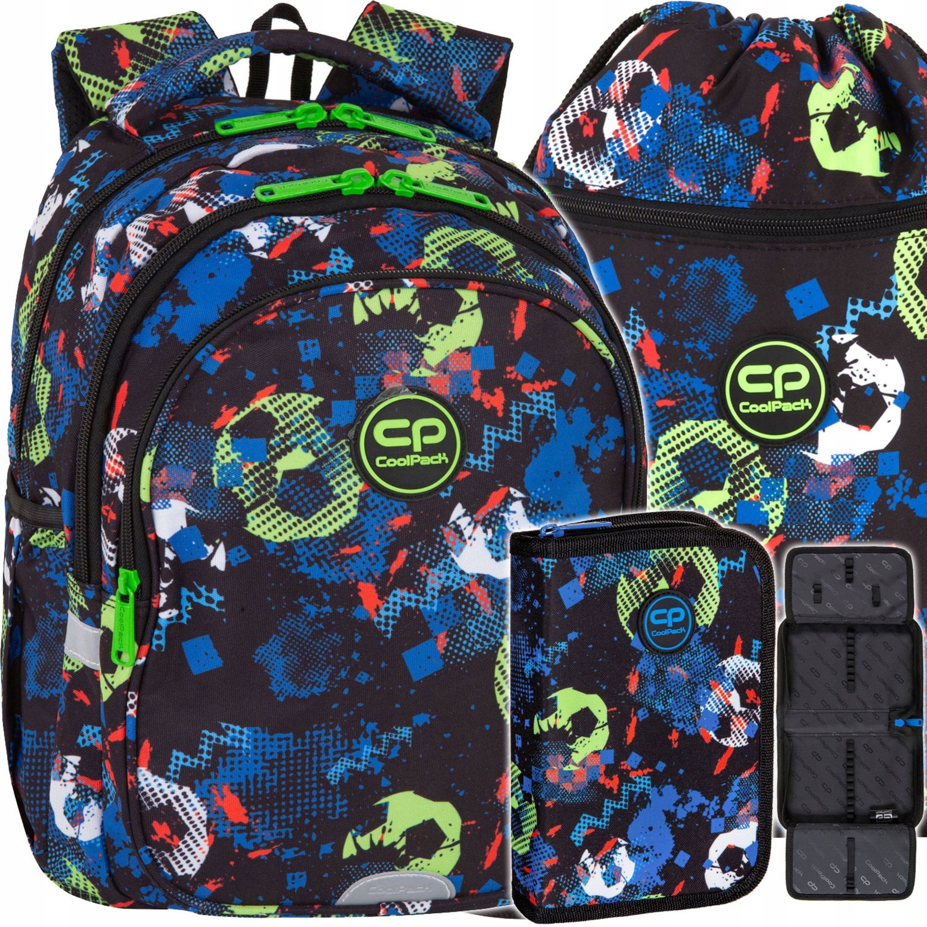 CoolPack Schulrucksack CoolPack Schulset Football Blue Rucksack Mäppchen Turnbeutel (1-tlg)