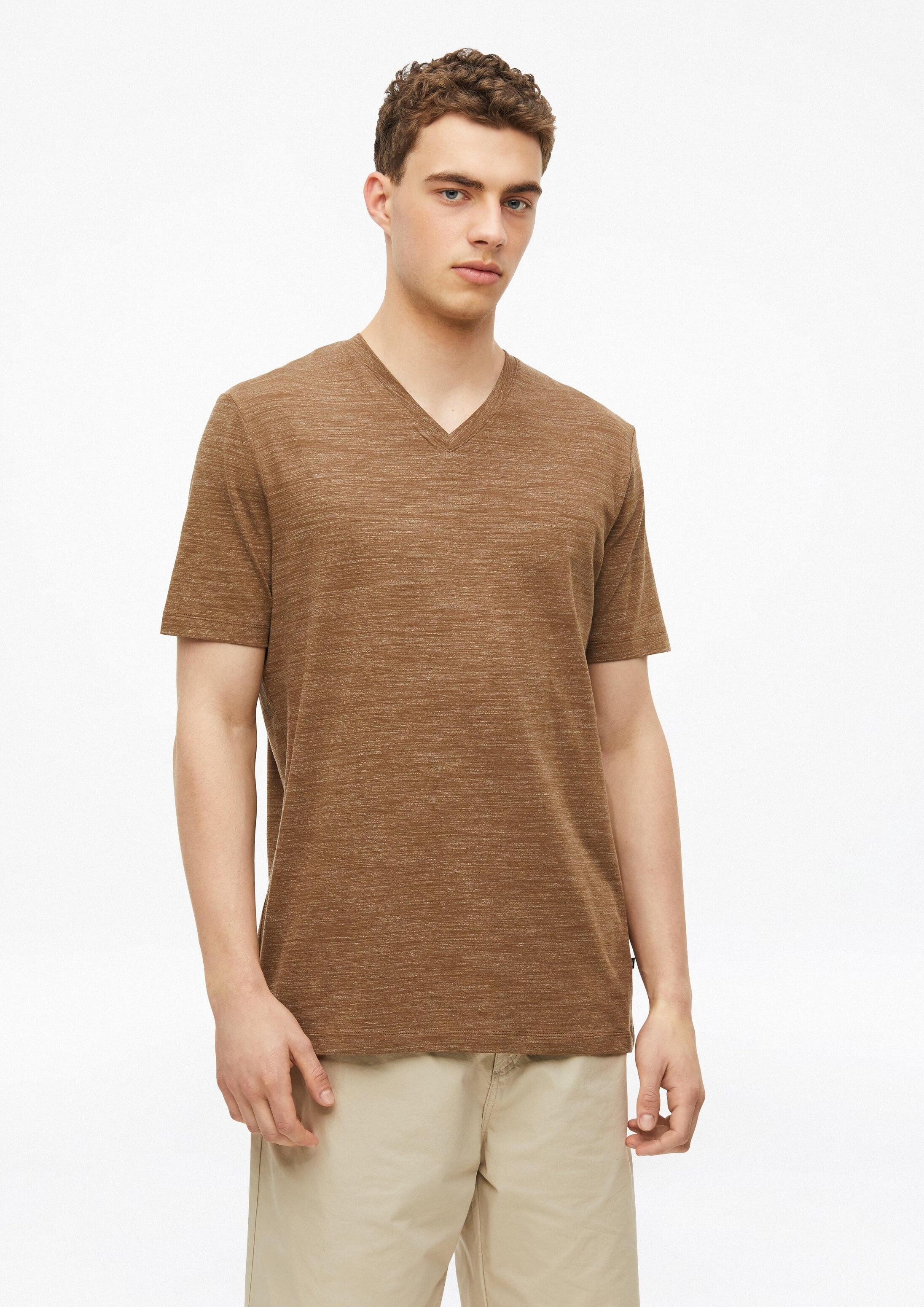 s.Oliver Kurzarmshirt T-Shirt Meliertes T-Shirt mit V-Ausschnitt