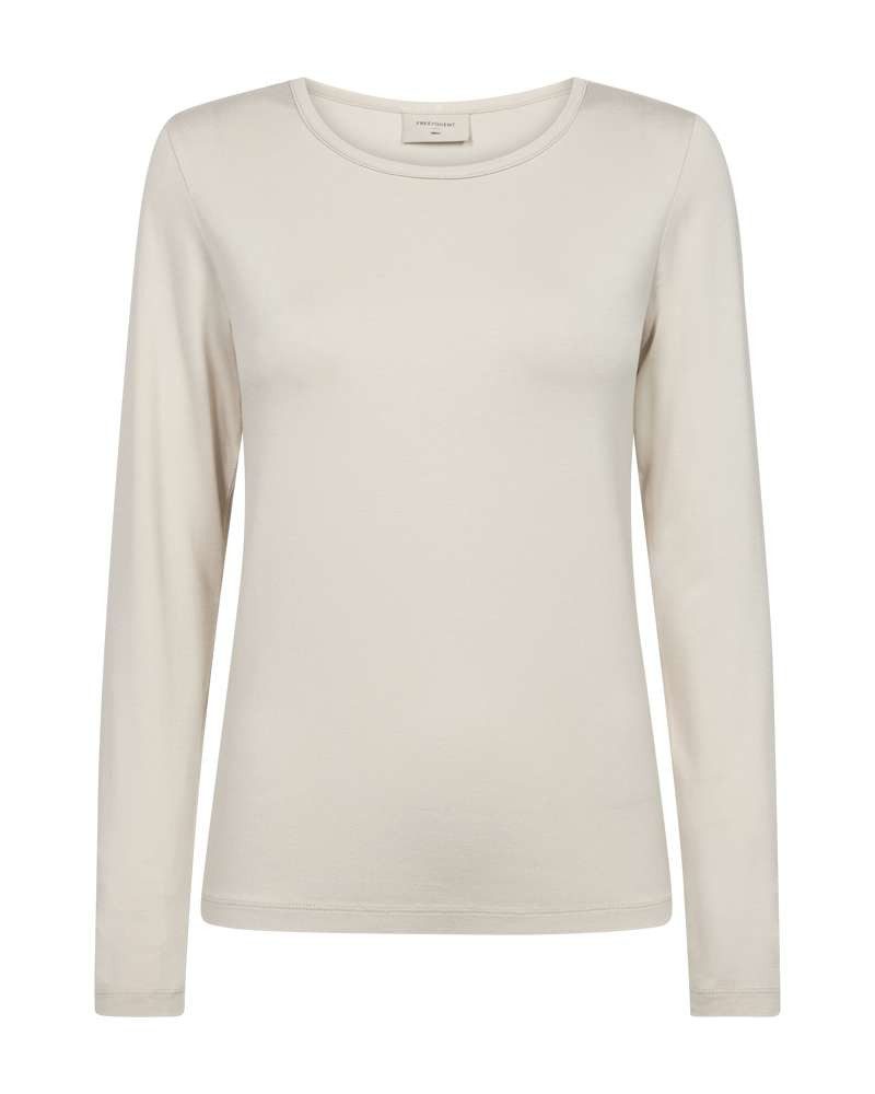FREEQUENT Langarmshirt Rundhalsshirt mit Viskose und Stretch