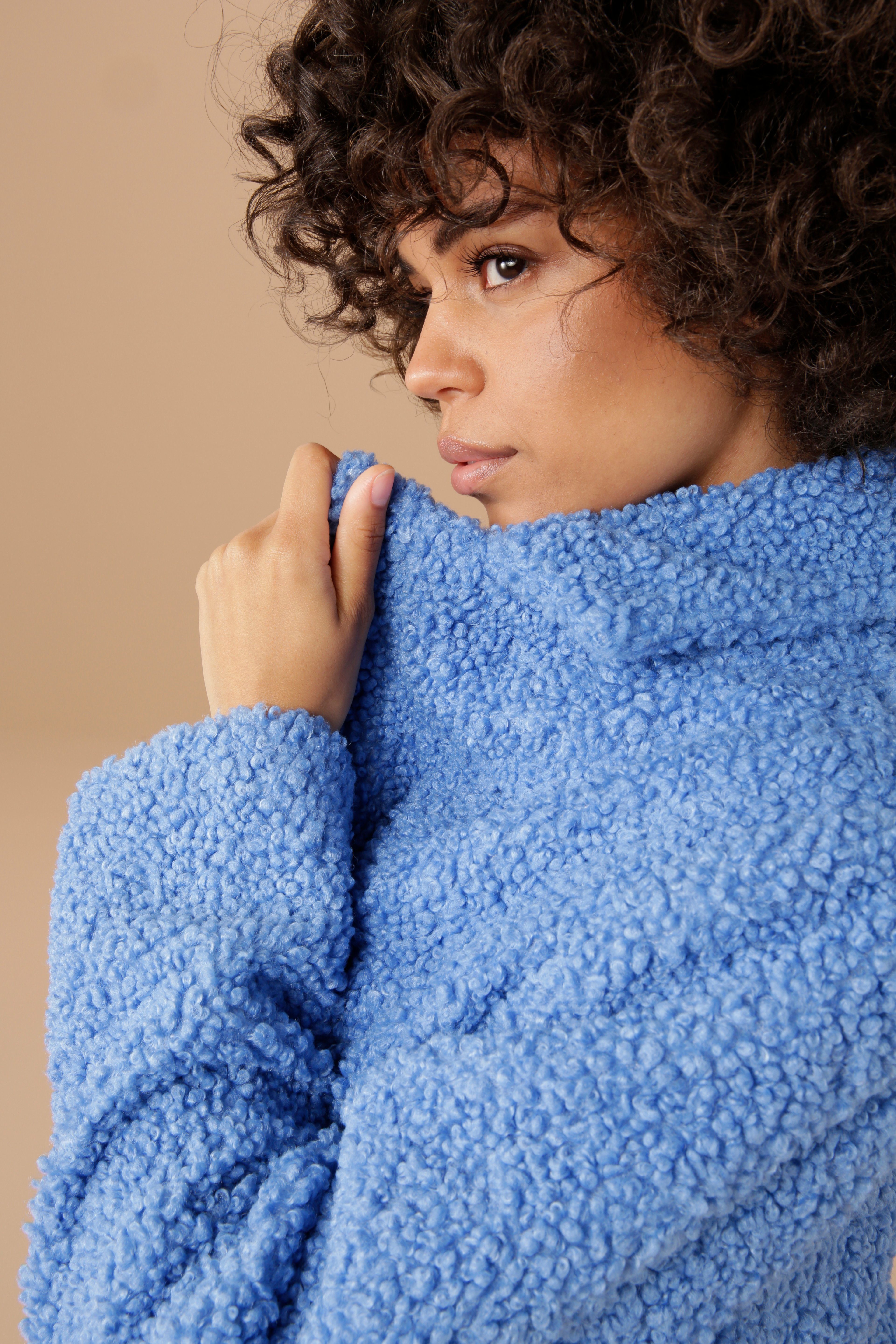 Aniston CASUAL Kurzmantel in Plüsch-Optik