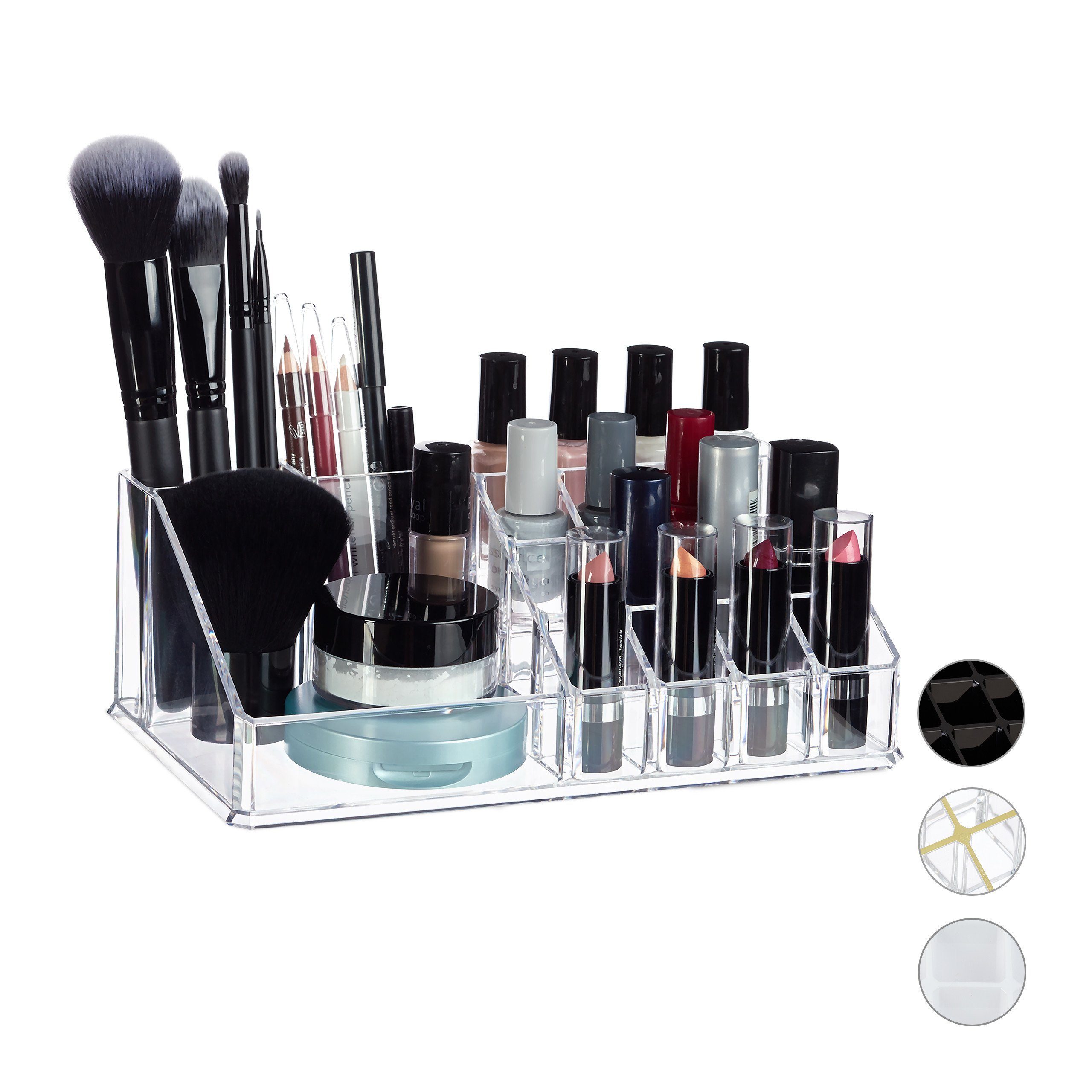 relaxdays Make-Up Organizer Kosmetikorganizer Acryl, 1-tlg., transparent
