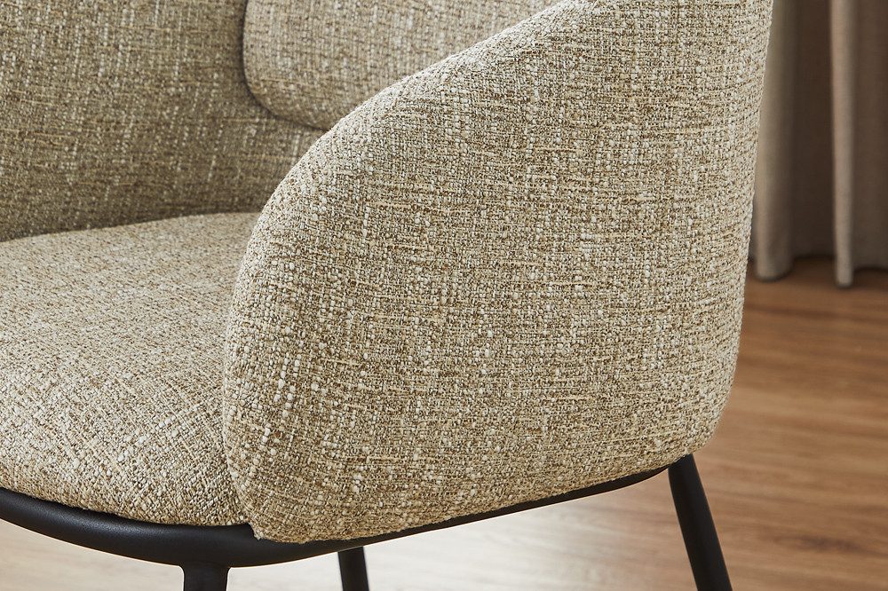riess-ambiente Esszimmerstuhl FLORENZ beige-braun / schwarz - Strukturstoff, Metall, mit Armlehne (Einzelartikel, 1 St), Retro-Polsterstuhl - ideal für Ess-, Arbeits-, Wohnzimmer und Büro