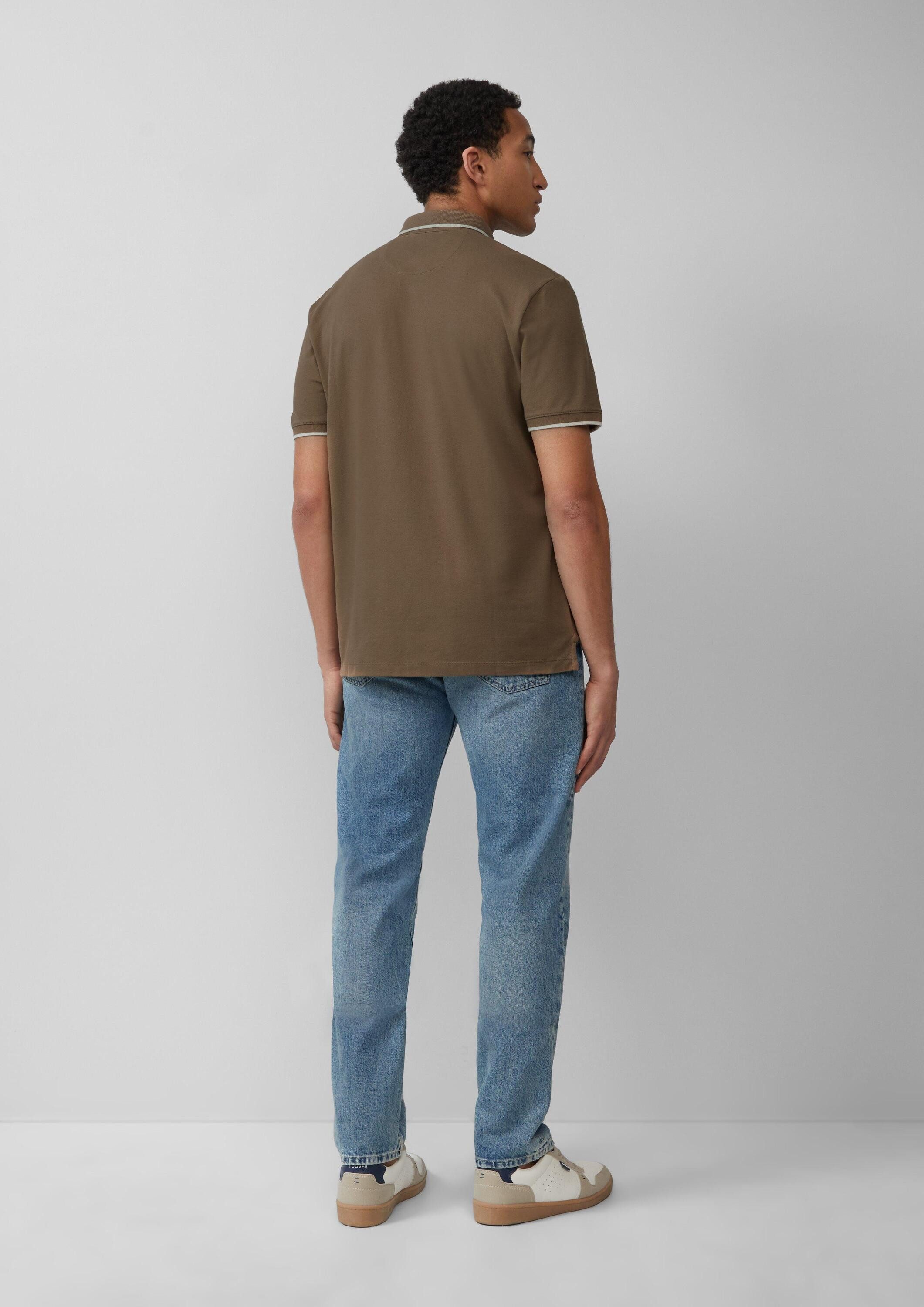 s.Oliver Kurzarmshirt Polo-Shirt Sportives Piqué-Poloshirt mit Kontrast-Details