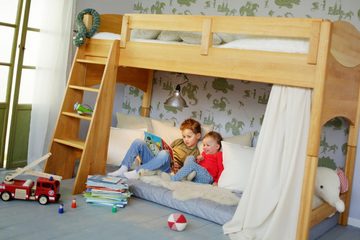 BioKinder - Das gesunde Kinderzimmer Hochbett Noah 90x200 cm, 120 cm Unterbetthöhe mit Roll-Lattenrost