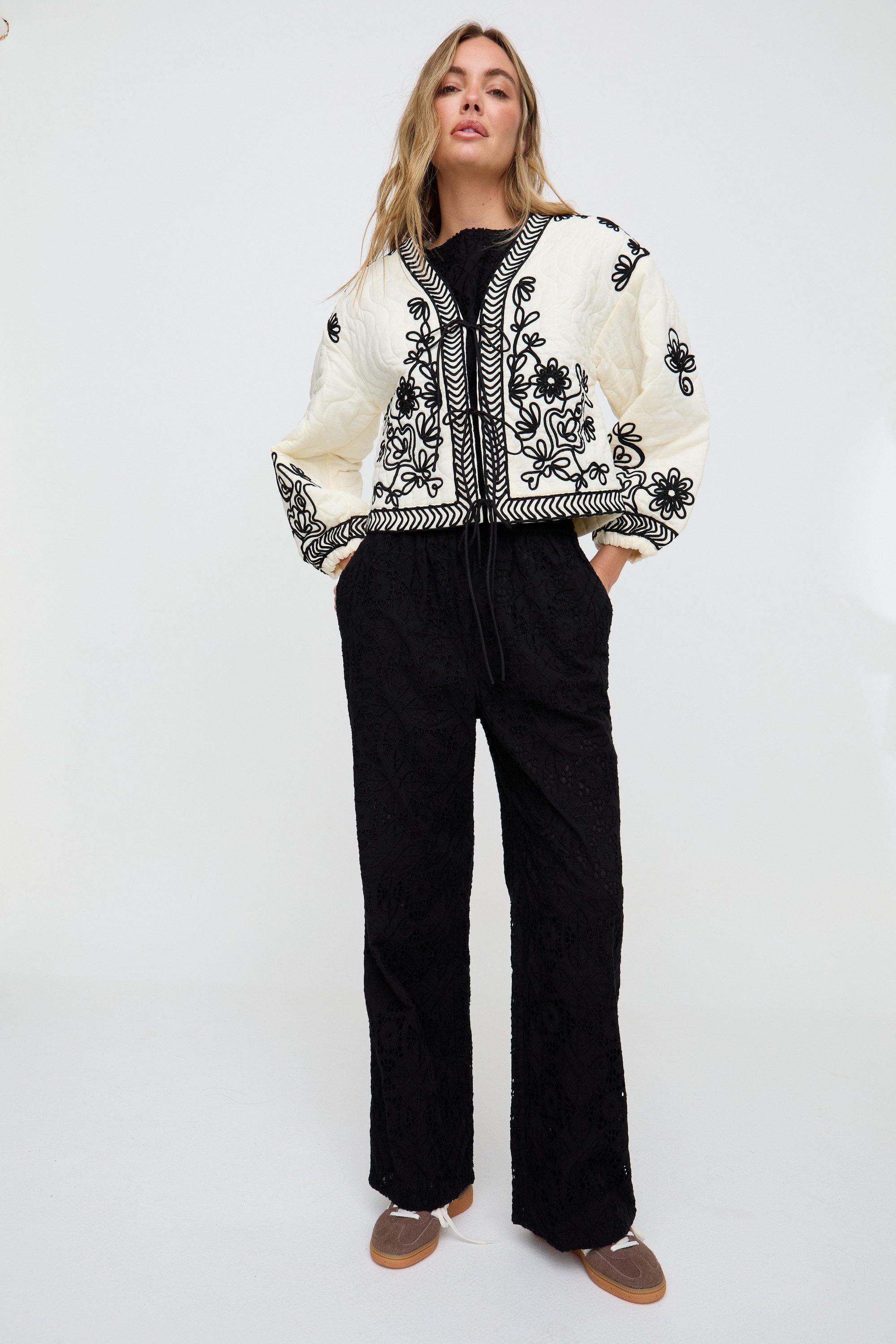 RAFFYA Bolerojacke Felicity Palm Print Reversible Jacket Damen