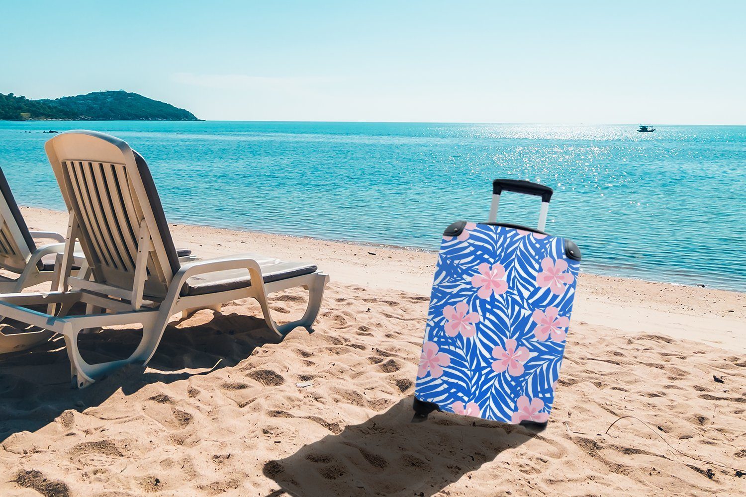 Handgepäckkoffer Trolley, Hawaii mit Reisetasche Handgepäck - Rollen, - - Muster, rollen, für MuchoWow 4 Reisekoffer Ferien, Tropisch Blüte