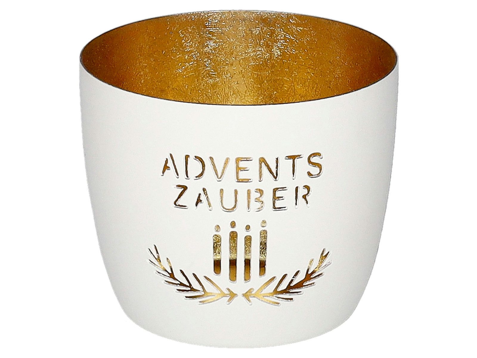 Giftcompany Windlicht Madras Windlicht M Adventszauber weiß/gold 8,5cm