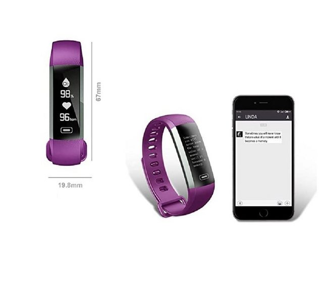 100% Activity Tracker »FitCloud Pro Smart Watch Armband. Fitness-Armband - Puls, Blutdruck, Luft, Schrittzähler, Schlafüberwachung, Wetter für iOS und Android«