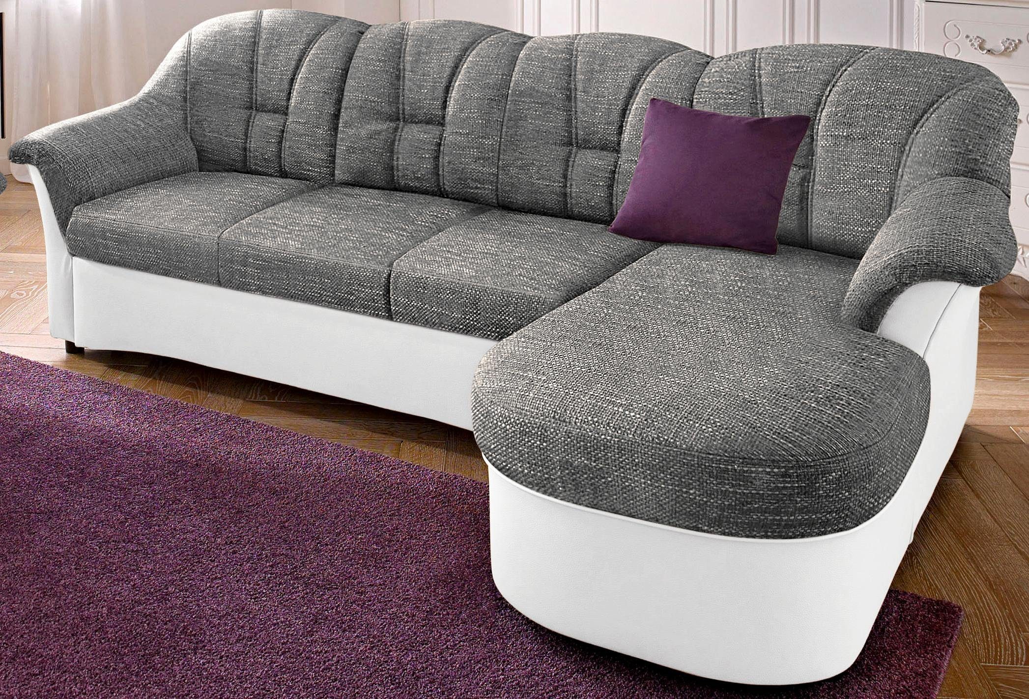 DOMO collection Ecksofa Flores Schlafsofa, B/T/H: 233/142/86 cm, L-Form, wahlweise mit Bettfunktion, wahlweise mit Federkern, auch in Leder