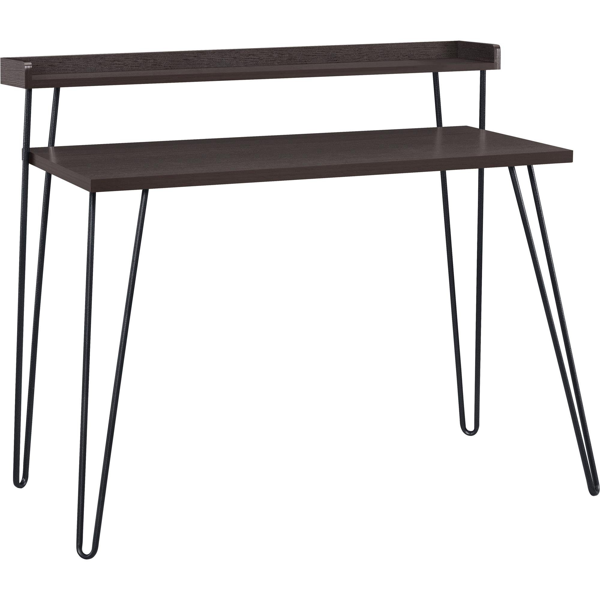 loft24 Schreibtisch Haven, mit extra Ablagefläche, Hairpin Metallbeine, Breite 113,5 cm espresso